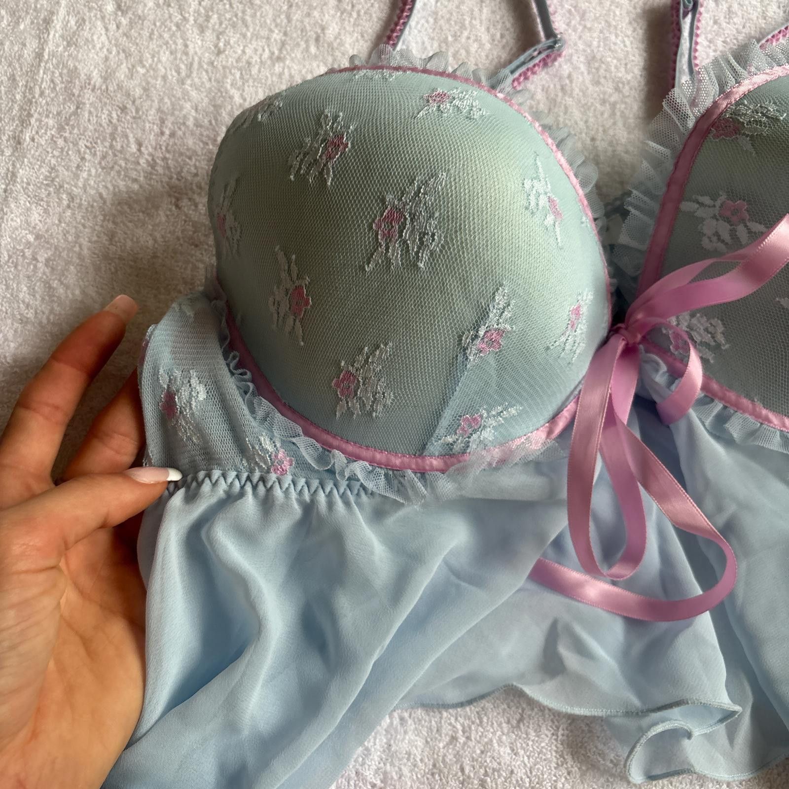 Other vintage blue fairy core lace lingerie top Size XL / US 12-14 / IT 48-50 - 5 Thumbnail