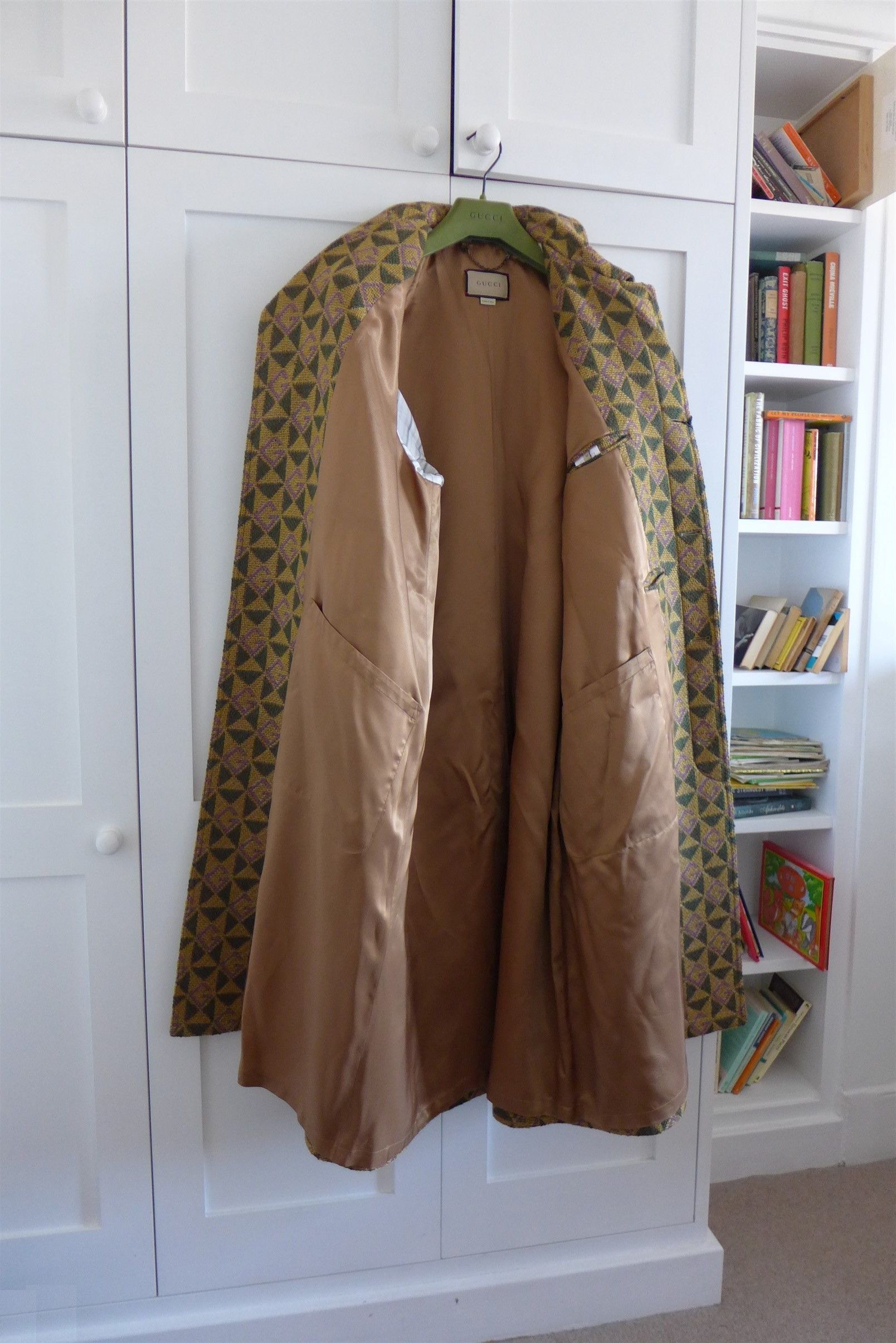 Gucci Gucci G Rhombi Wool Coat - Tan & Green Wool - Size 48 Size US M / EU 48-50 / 2 - 6 Thumbnail