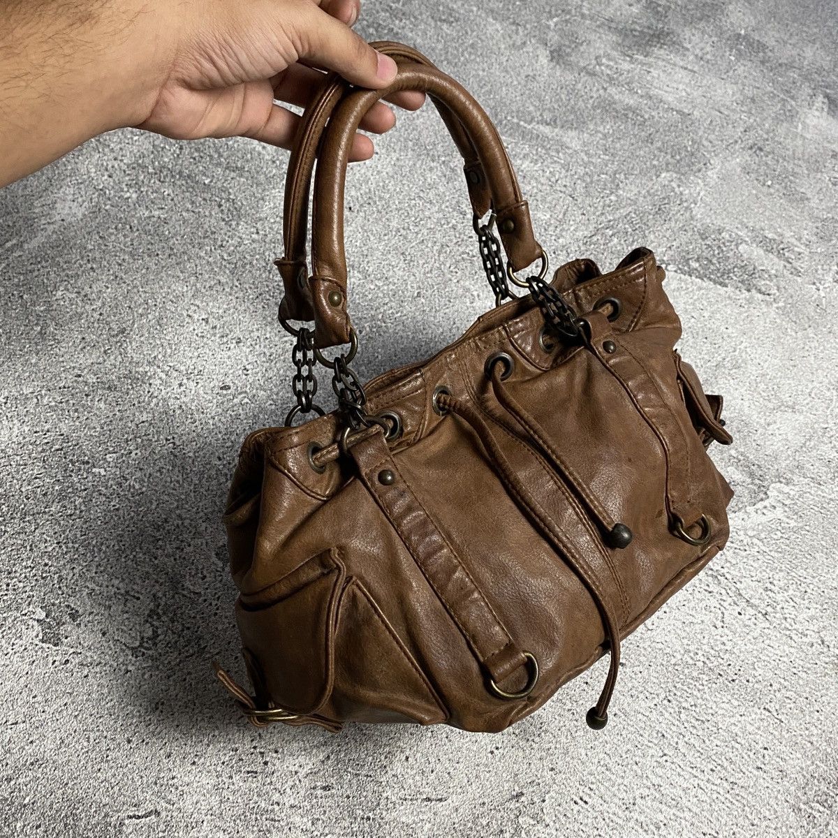 Japanese Brand 2000s Brown Leather Satchel Shoulder Bags Size ONE SIZE - 3 Thumbnail