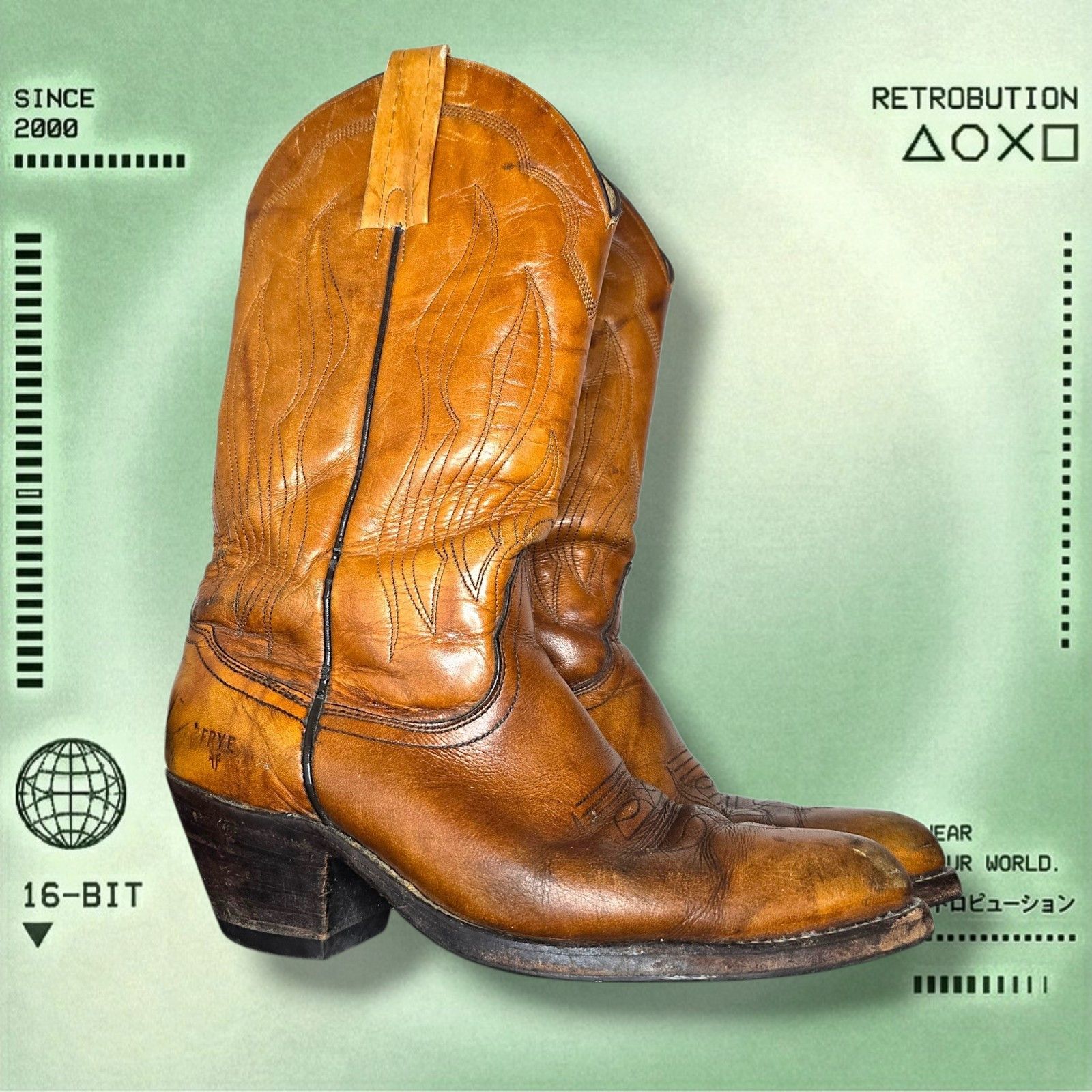 Frye VINTAGE Frye 2309 Western Cowboy Boots Brown Leather Size 9 D 