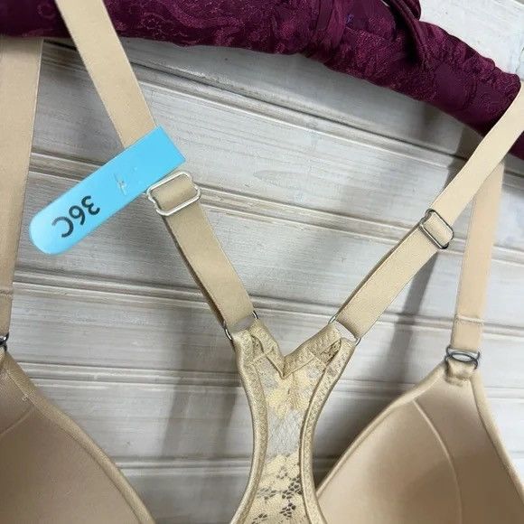 Other Maidenform 36C Beige Lace Racerback Underwire Bra Size ONE SIZE - 2 Thumbnail