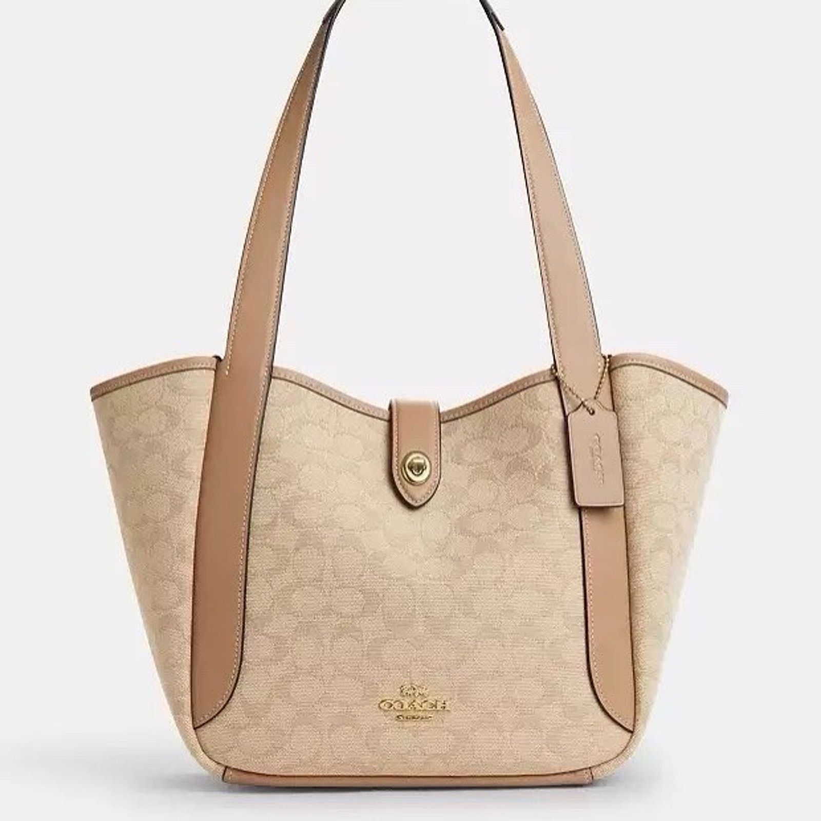 Coach NWT COACH Hadley Tote Bag Canvas CAK51 Dark Natural Size ONE SIZE - 6 Thumbnail