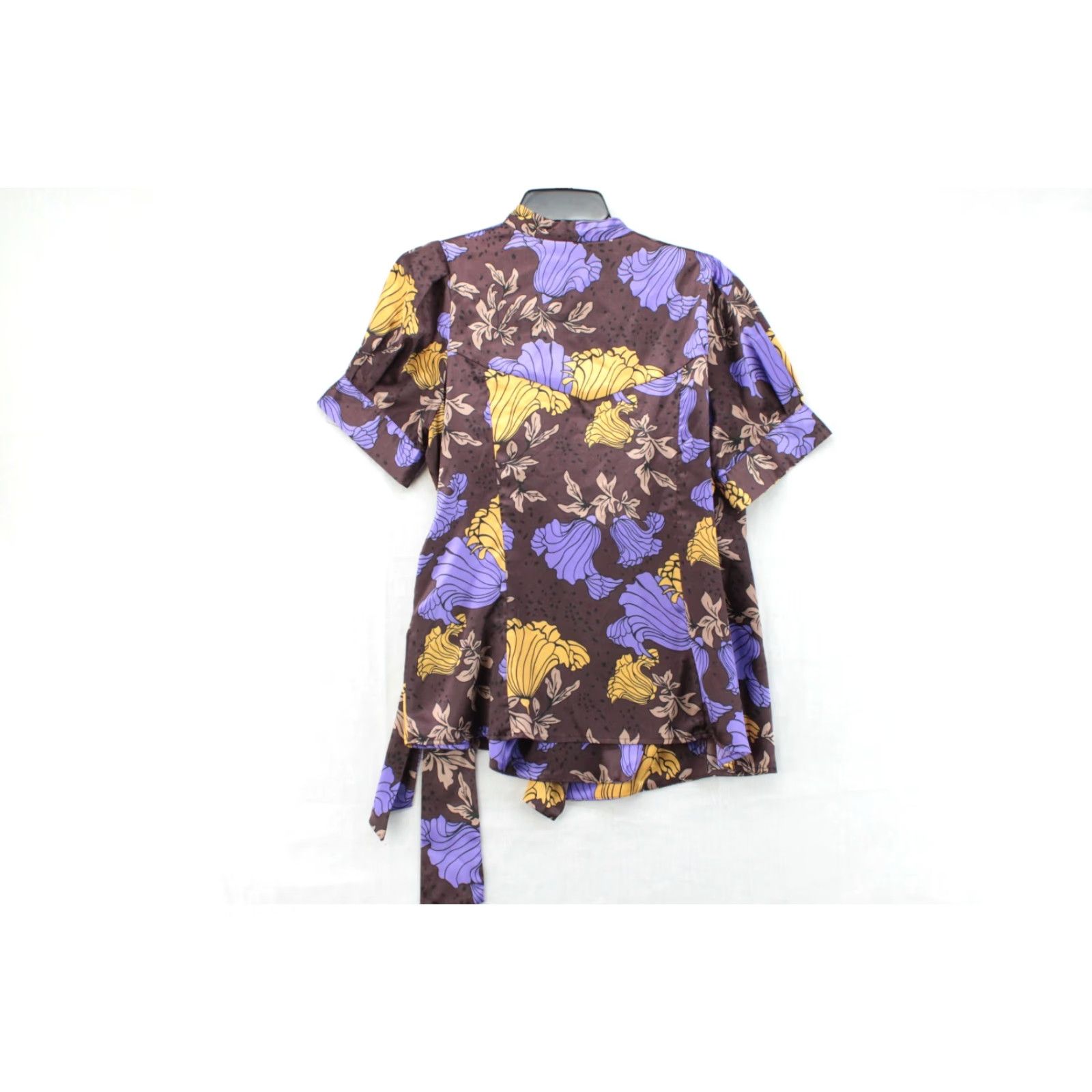 Bcbgmaxazria VINTAGE BCBGMAXAZRIA Blouse Women's XL Floral Purple Brown Y2K Fairy Faux Wrap Blouse Size XL / US 12-14 / IT 48-50 - 2 Thumbnail