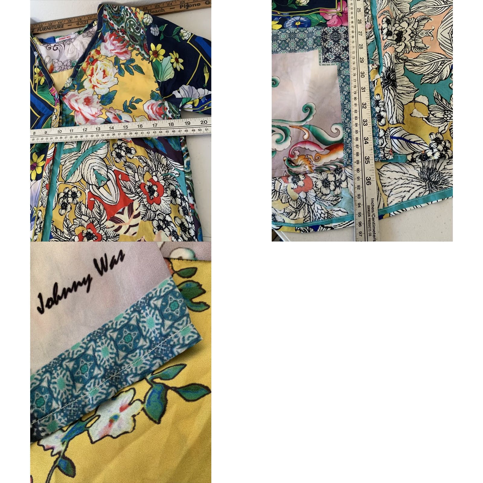 Johnny Was Johnny Was Tunic Cardigan S Multicolor Floral Print 100% Silk Boho Button Front V-Neck Long Sleeve Womens Size S / US 4 / IT 40 - 8 Thumbnail