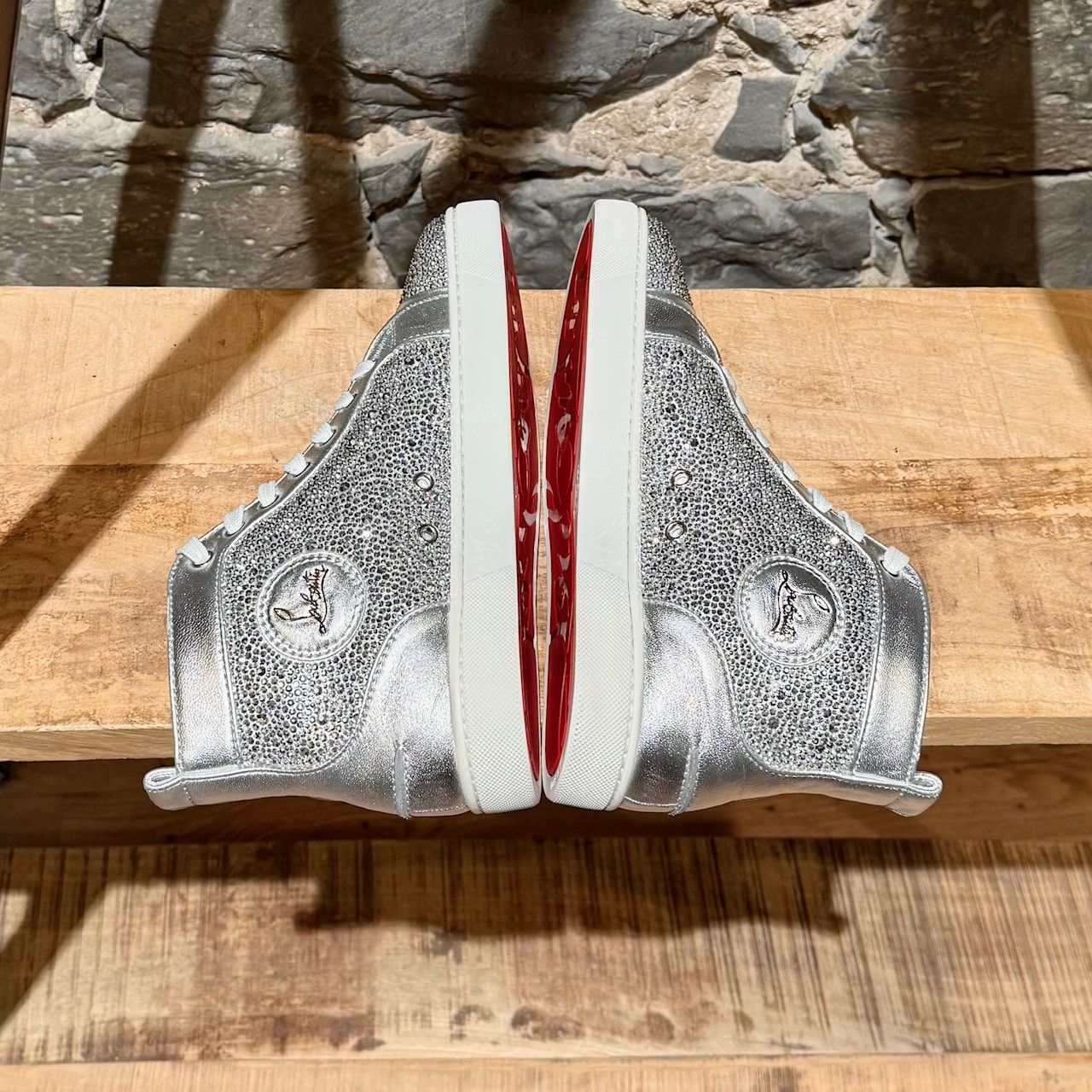 Christian Louboutin Christian Louboutin Silver Louis Strass High-top Sneakers Size US 8 / EU 41 - 9 Thumbnail