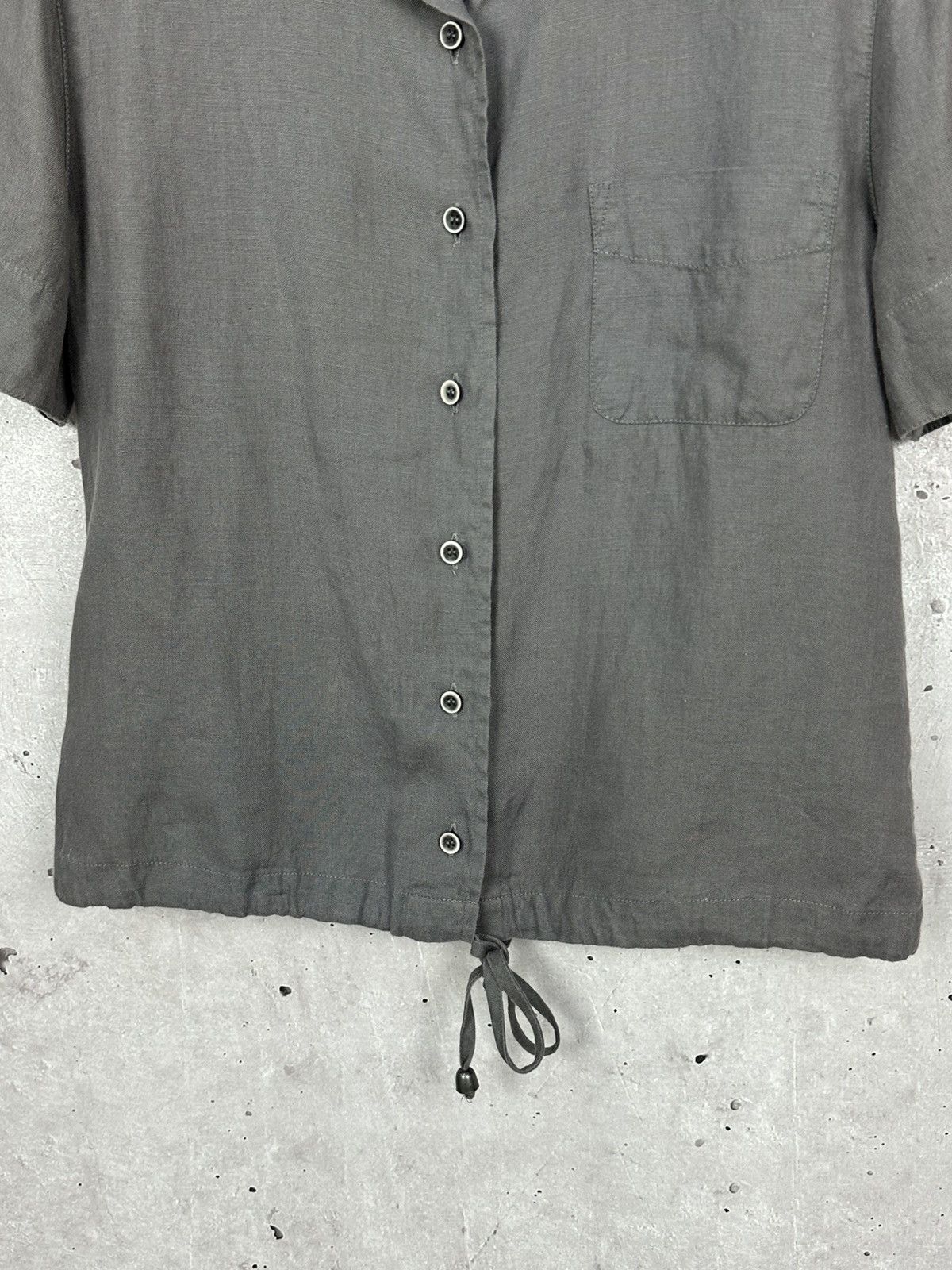 Armani Vintage Armani Jeans Grey Linen Short Sleeve Shirt Size M / US 6-8 / IT 42-44 - 4 Thumbnail