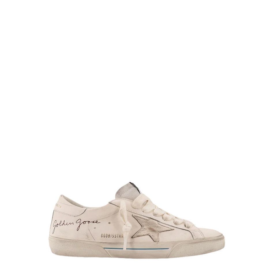 GOLDEN GOOSE Super-Star Men's White/Gold Leather Sneakers Ne