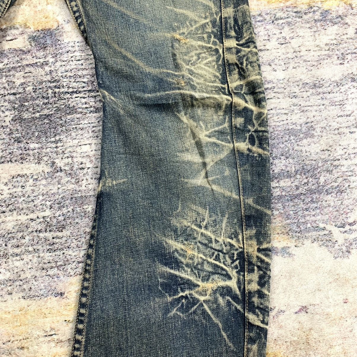 Japanese Brand Rattle trap mud wash flared distressed denim pants Size US 31 - 9 Thumbnail