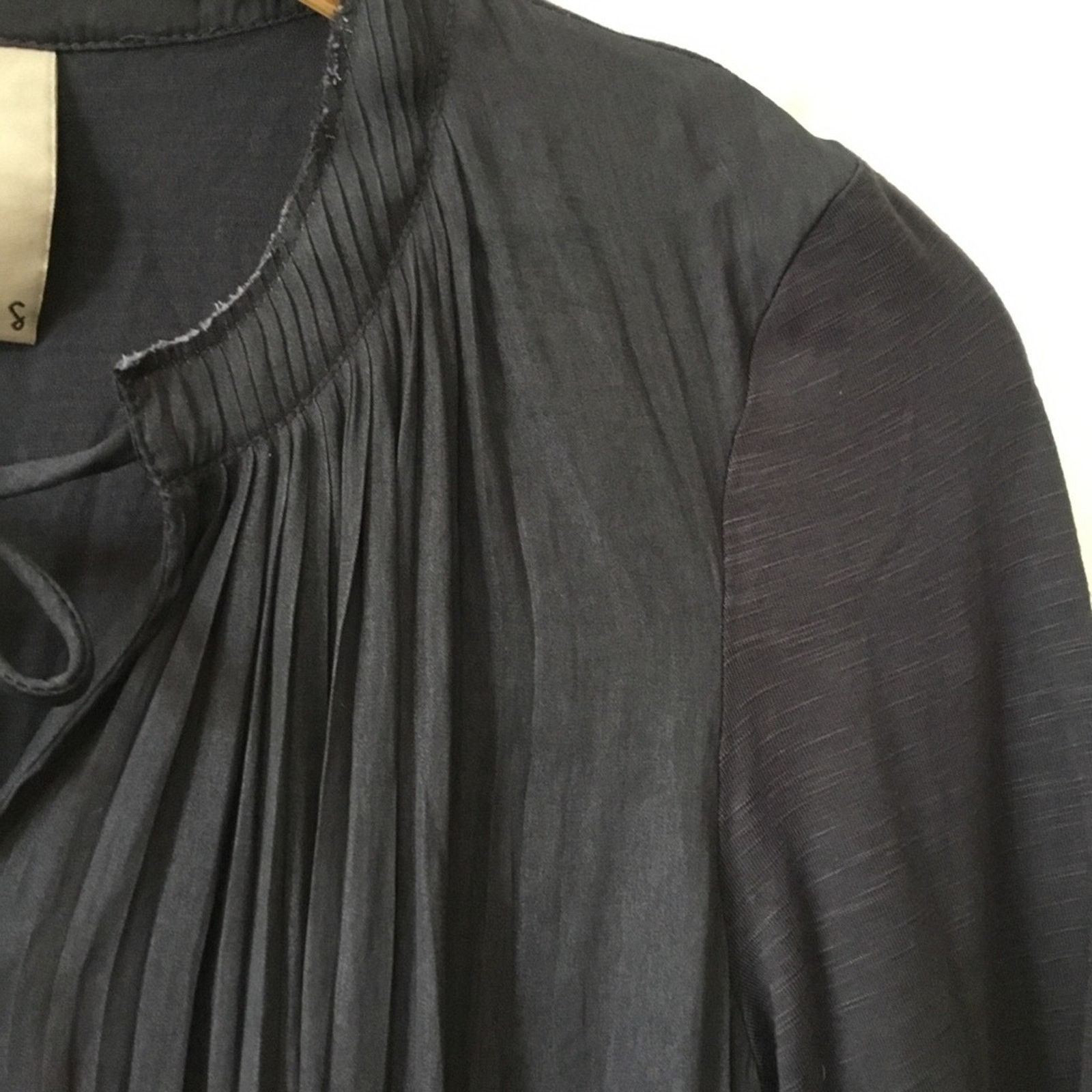 Other Dolan Charcoal Gray Lucille Pleated Tie Neck Peasant Blouse Size S / US 4 / IT 40 - 7 Thumbnail
