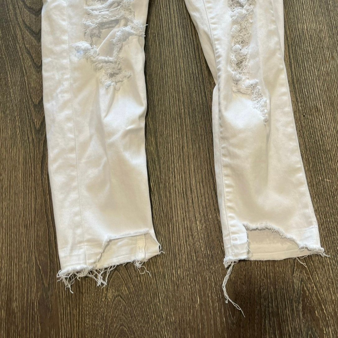 American Eagle Outfitters American Eagle Jegging Crop Jeans Distressed White Size 16 Size 38" / US 16 / IT 52 - 2 Thumbnail