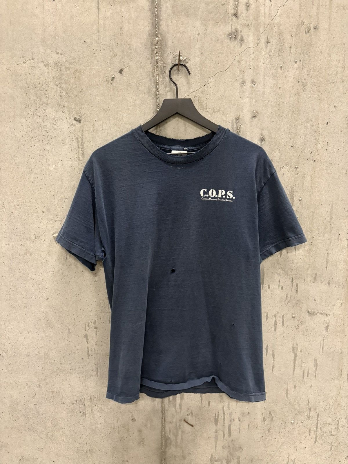 Vintage Vintage COPS Jesus Tee Thrashed Faded Distressed Grunge Band Size US L / EU 52-54 / 3 - 2 Thumbnail