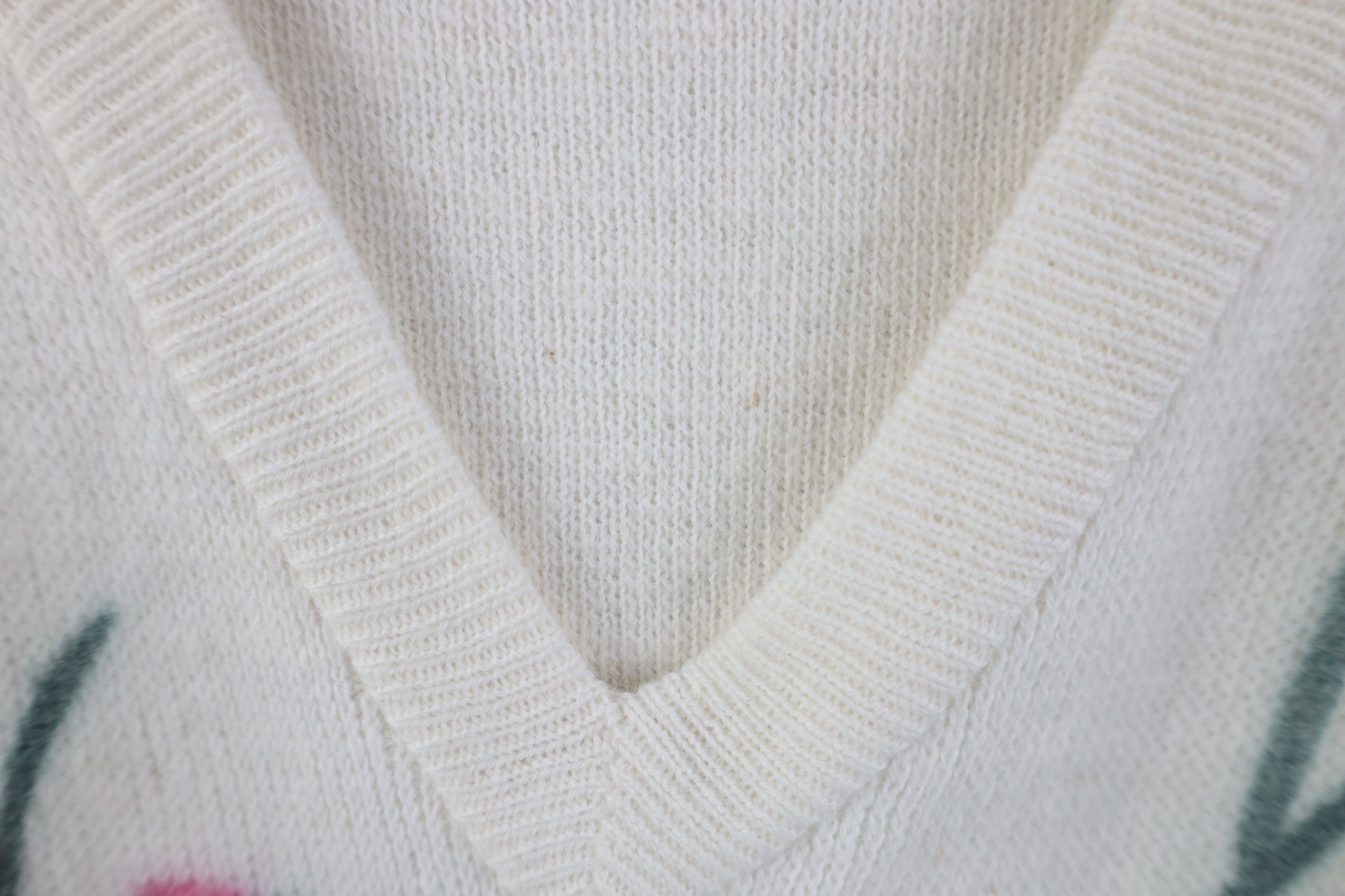 Vintage Vintage 70s Streetwear Flower Knit Sweater Vest White Size M / US 6-8 / IT 42-44 - 5 Thumbnail