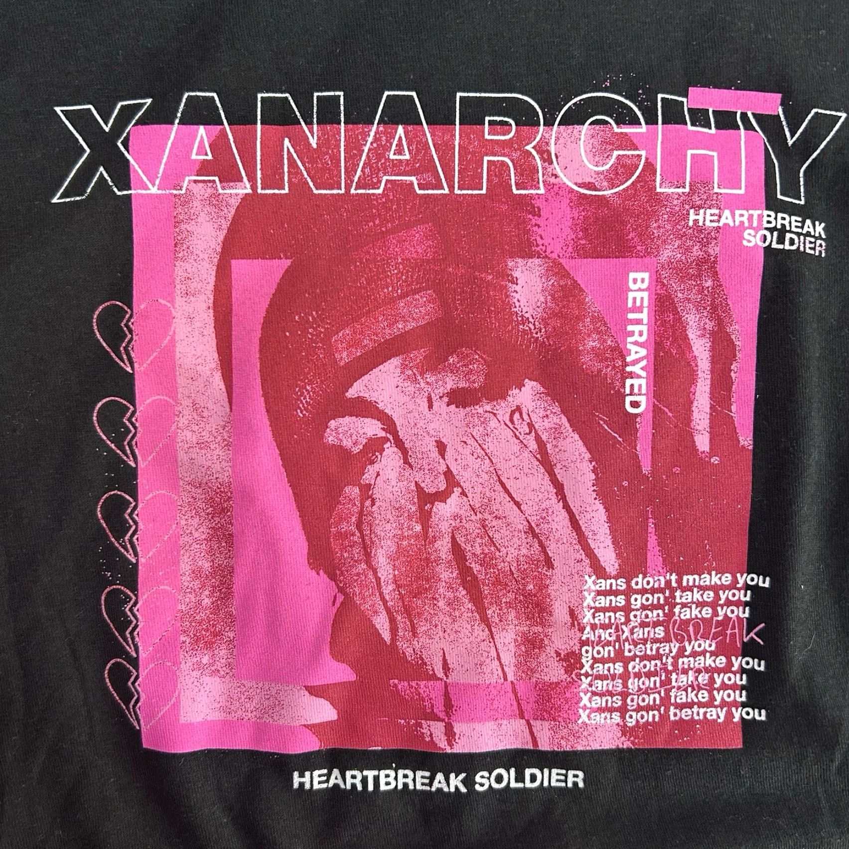 Tultex Lil Xan Xanarchy Black Heartbreak Solider Shirt L Tultex Men Short Sleeve Crew Neck Graphic Print Cotton Tultex Music Shirt Black L Mens Size US L / EU 52-54 / 3 - 2 Thumbnail
