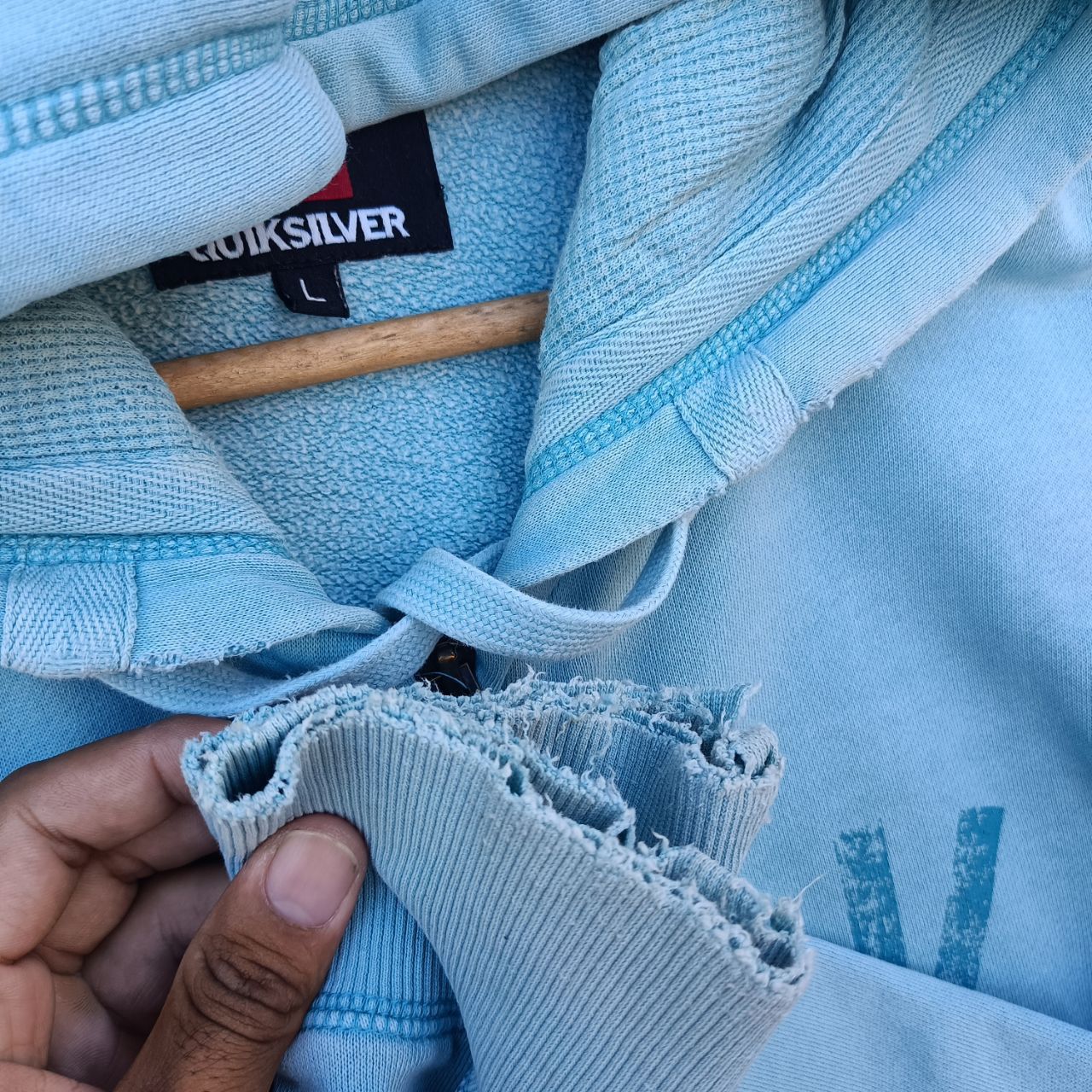 Quicksilver × Vintage Vintage Quicksilver Spell out Distressed Hoodie Zipup Size US L / EU 52-54 / 3 - 7 Thumbnail