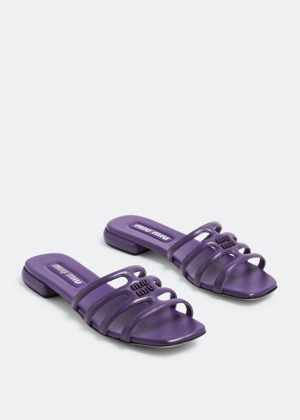Miu Miu o1la1rc1a0724 Leather Sandals in Blue Size US 9 / IT 39 - 4 Thumbnail