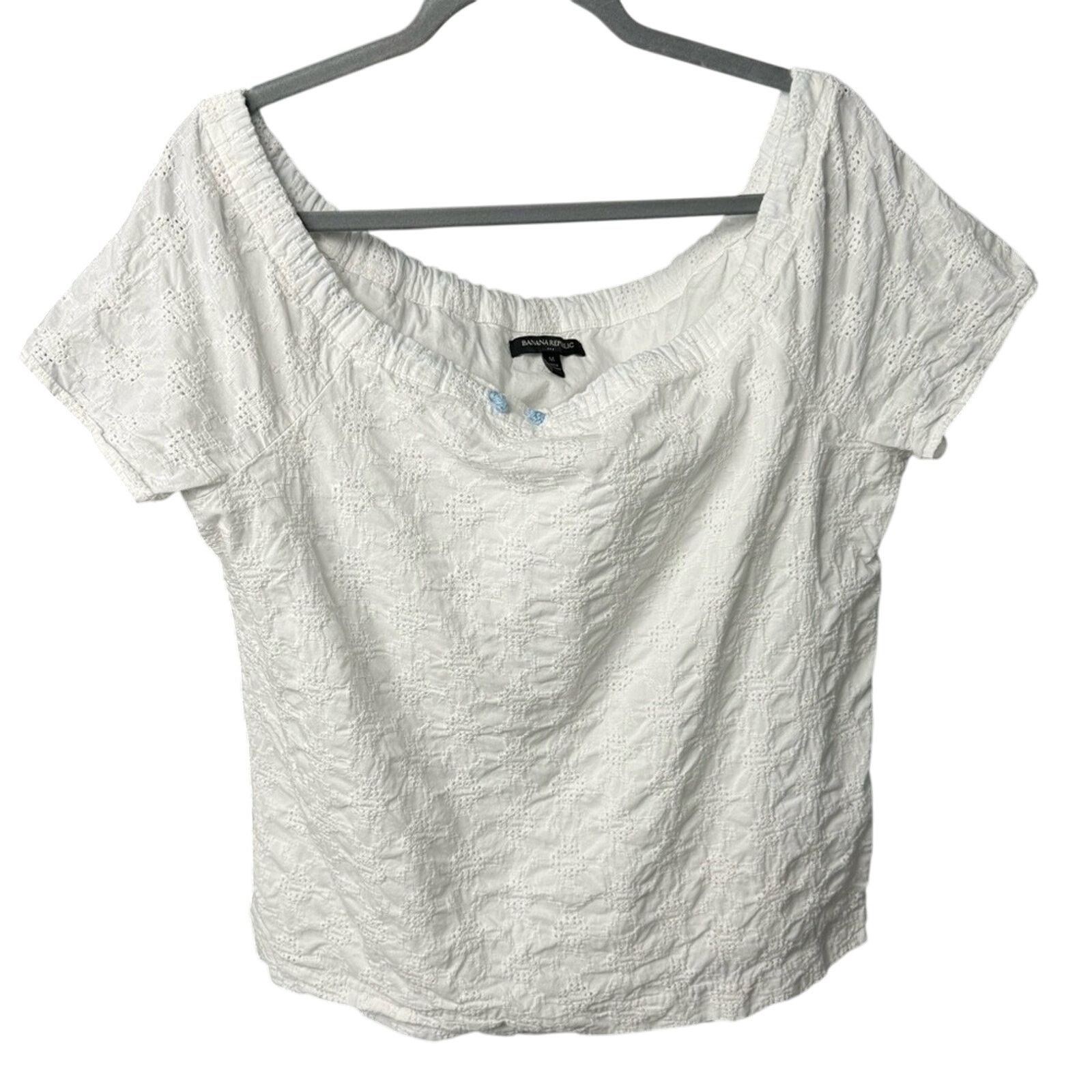 Banana Republic Banana Republic Womens Medium Cotton Drawstring Neckline Top Size M / US 6-8 / IT 42-44 - 1 Thumbnail