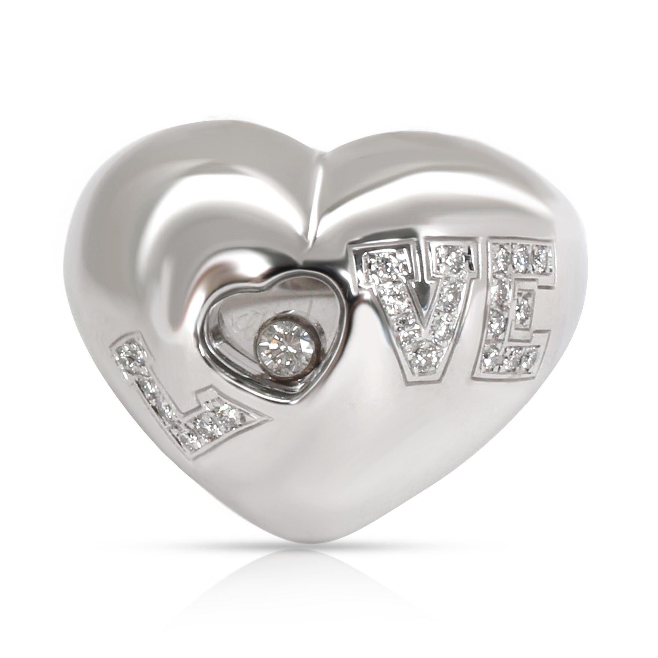 image of Chopard Happy Love Diamond Ring In 18K White Gold 0.16 Ctw, Women's