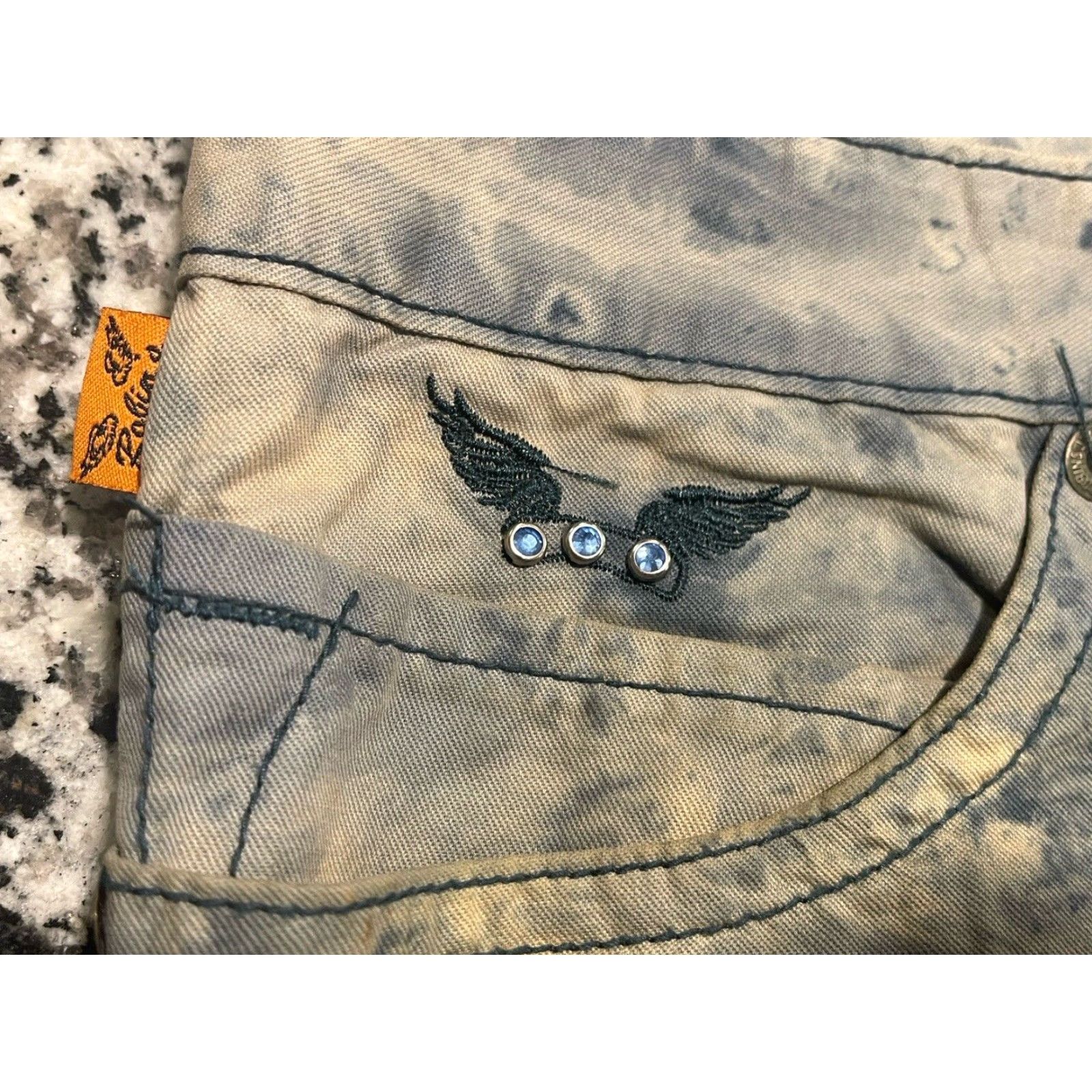 Vintage VINTAGE Robin's Jean Men's Jeans 40x31.5 Acid Washed 5-Pocket Straight Fit Cotton Denim Blue Distressed Size US 40 / EU 56 - 4 Thumbnail