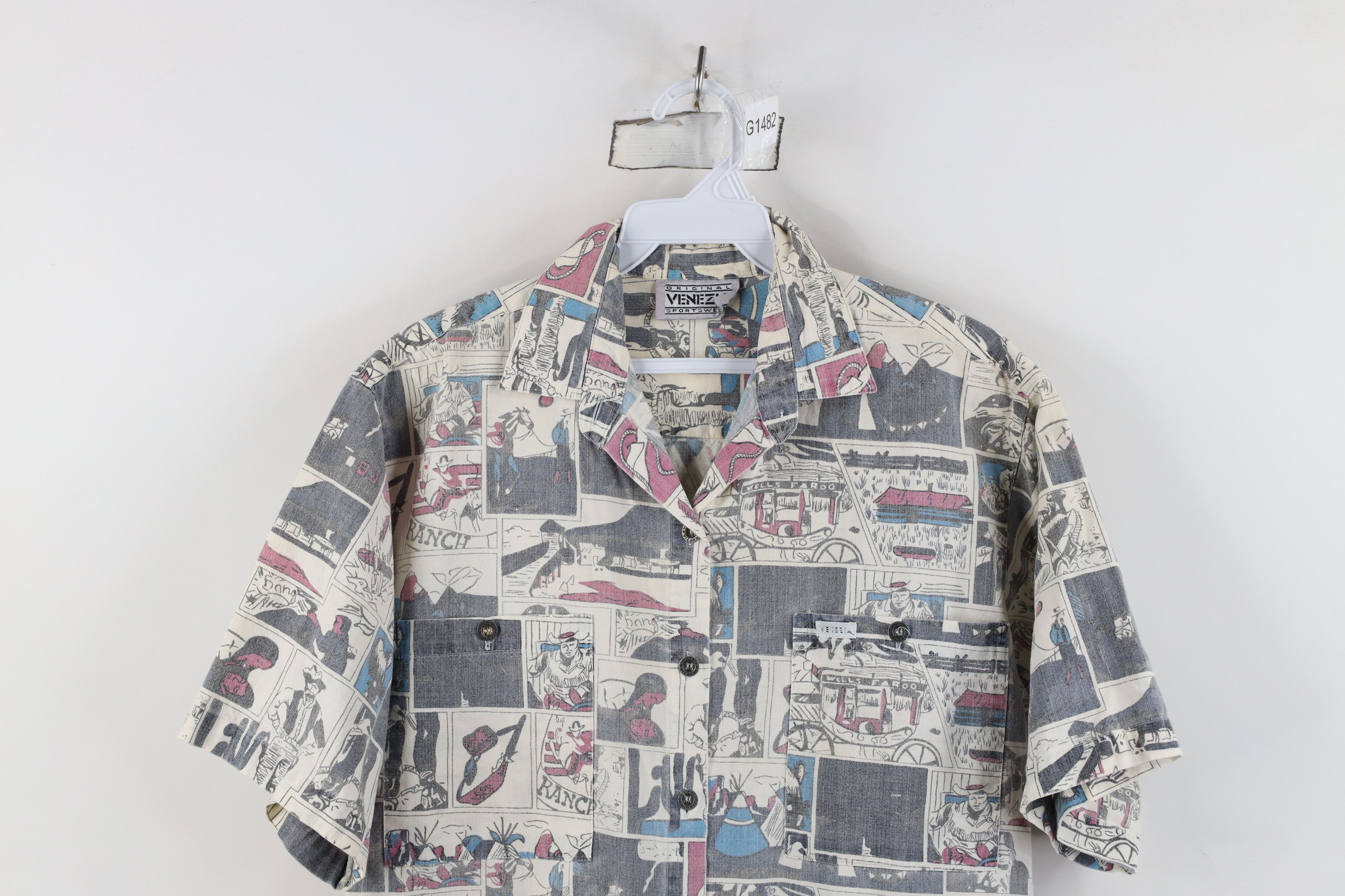 Vintage Vintage 90s Streetwear All Over Print Camp Button Shirt Size S / US 4 / IT 40 - 2 Thumbnail
