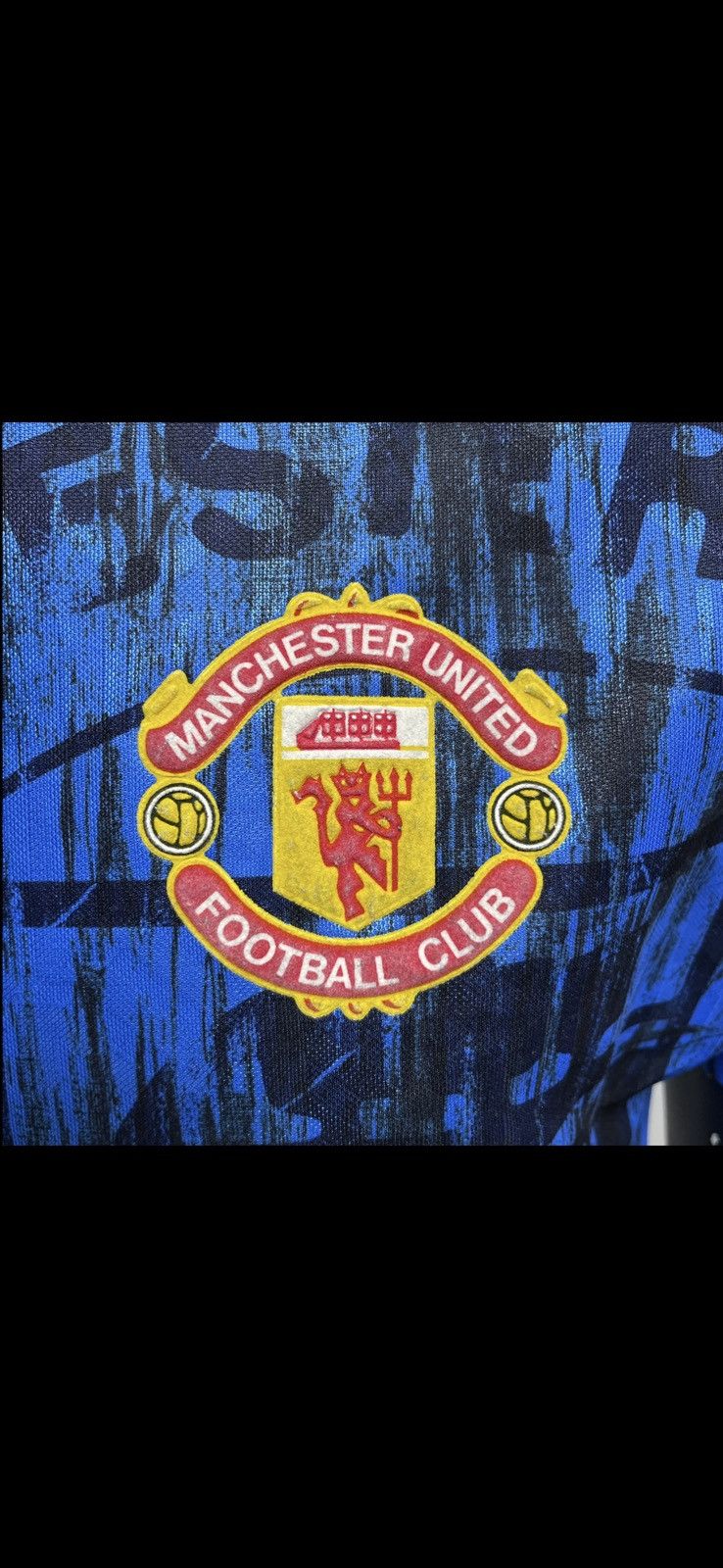 Vintage Umbro Manchester United soccer jersey rare blue Away