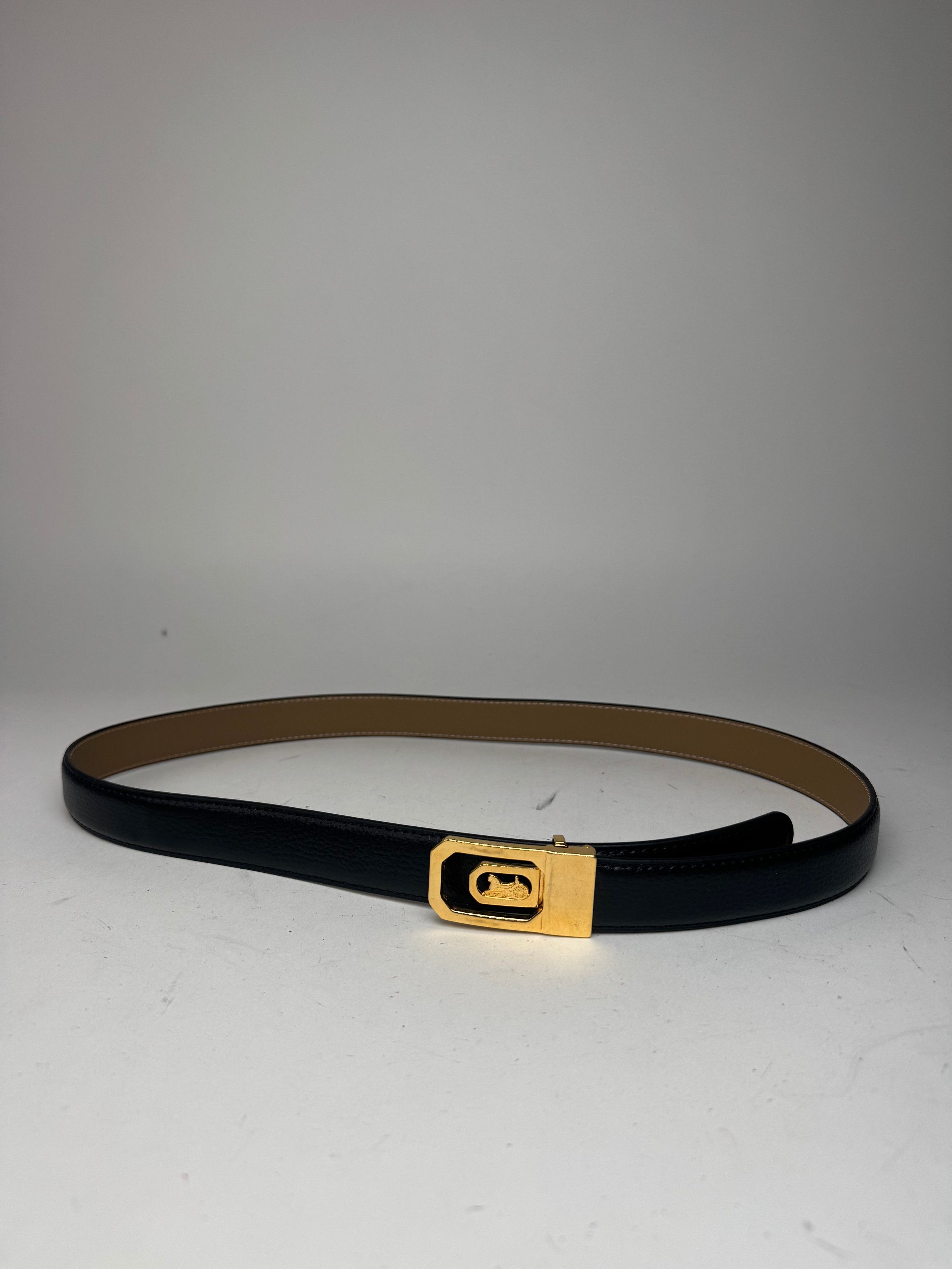 Celine Vintage Paris Carriage Logo Leather Belt Black Size ONE SIZE - 1 Thumbnail