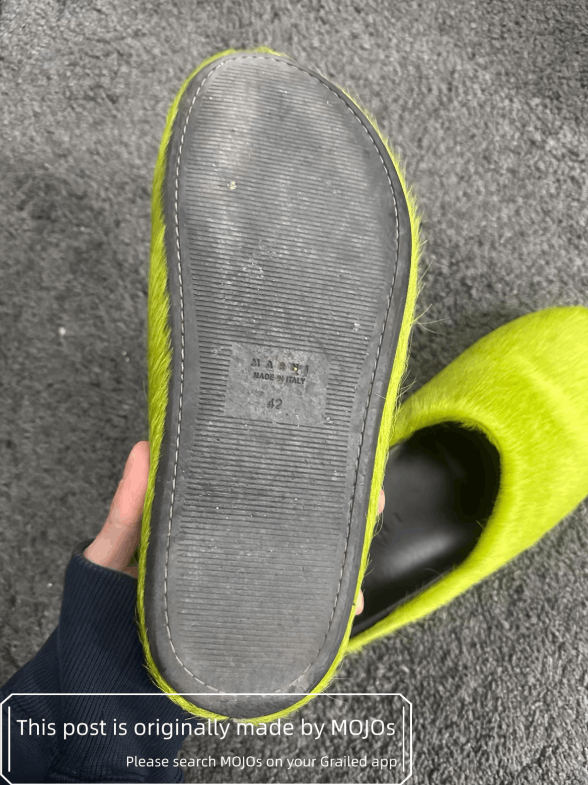 Sz 42 Marni Green Fur Slide mojos113317