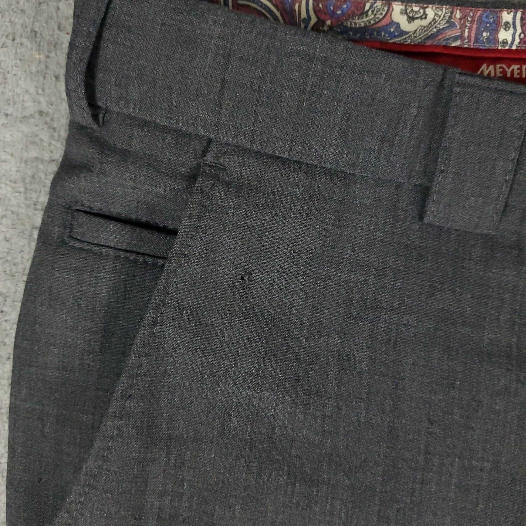 Vintage Meyer Chino Pants Mens 34x30 Gray Flat Front Unhemmed Dress Trousers Regular Fit Size US 34 / EU 50 - 3 Thumbnail