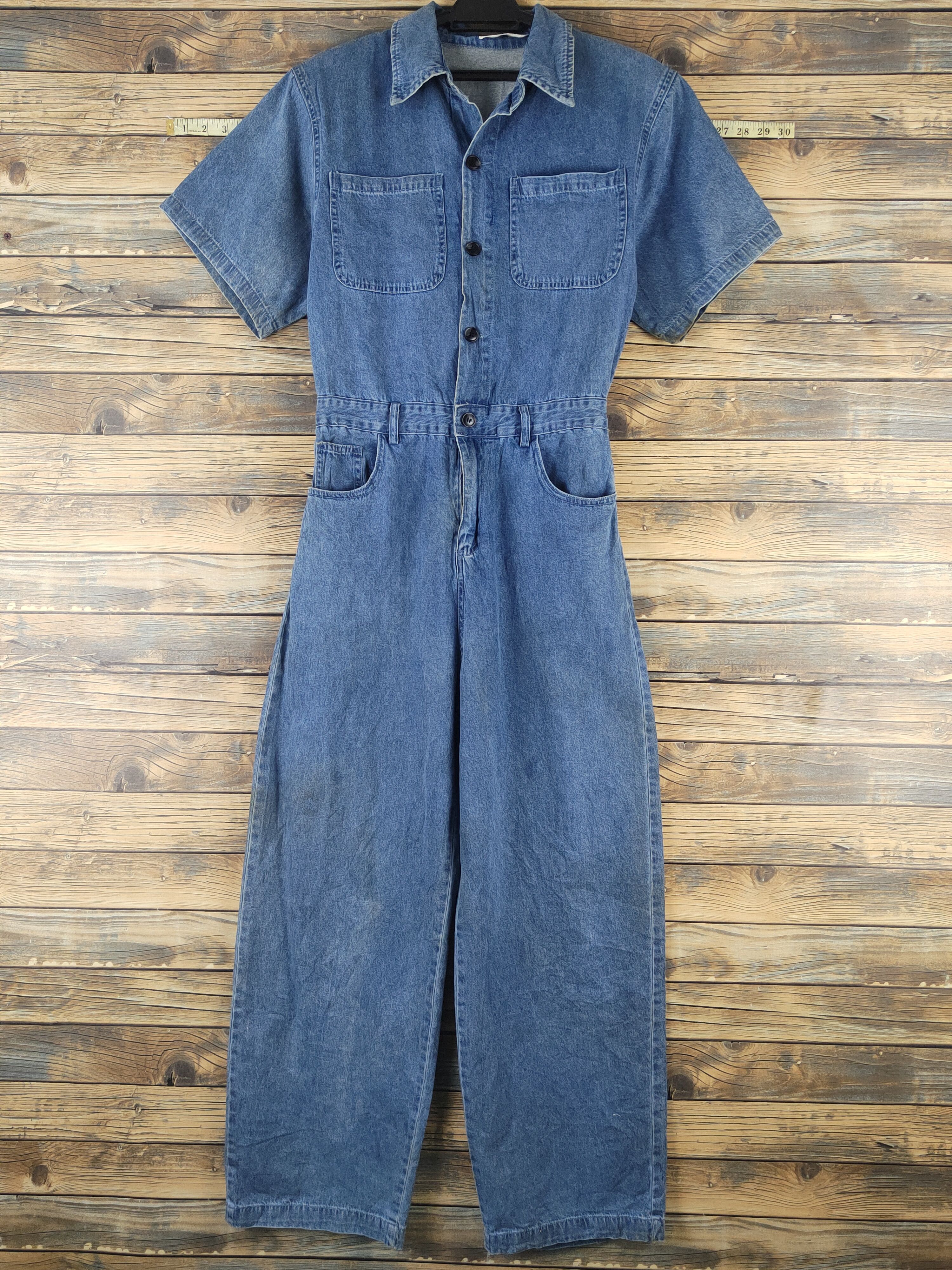 Vintage L.H Studio Blue Denim Short Sleeve Coveralls Size 29" - 1 Thumbnail