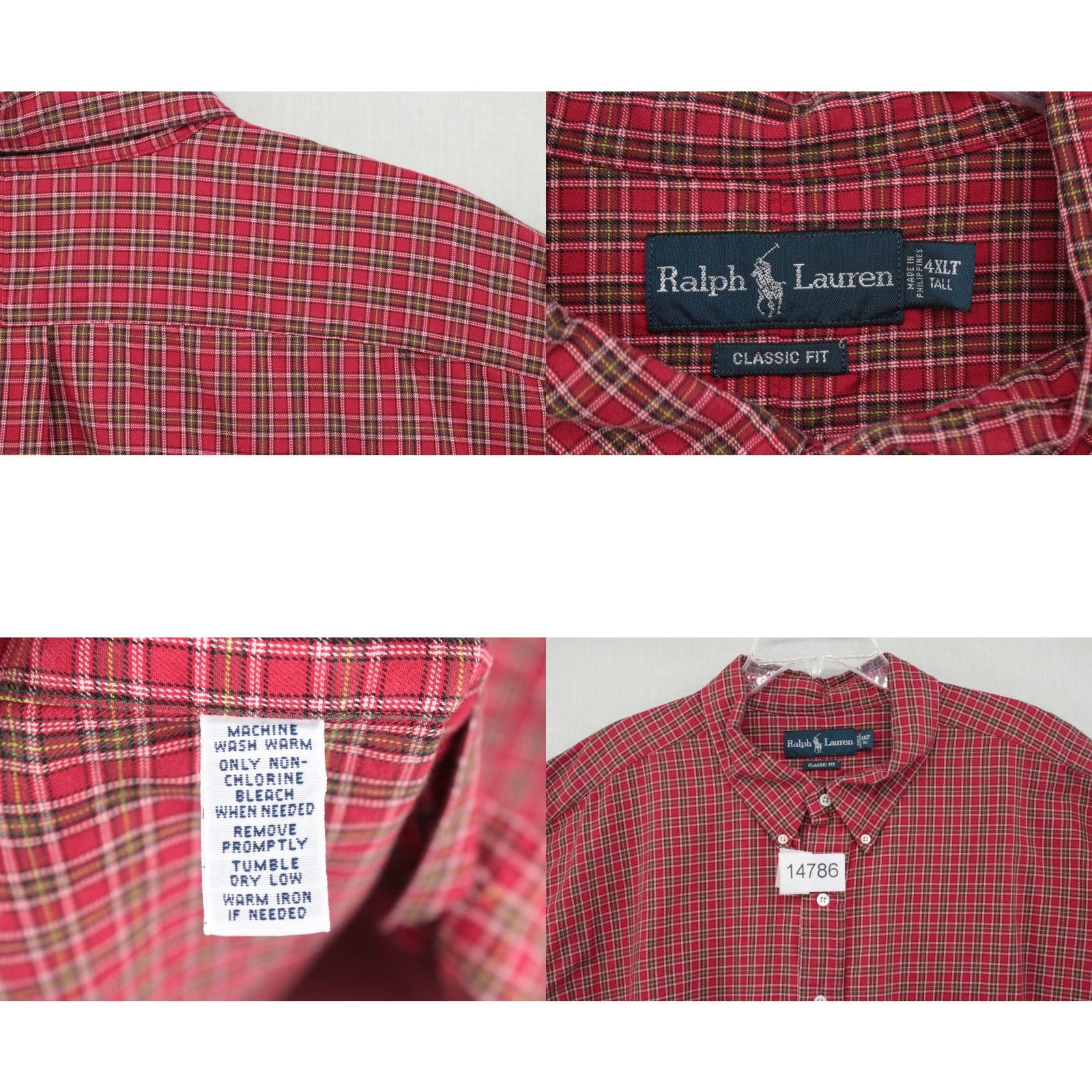 Polo Ralph Lauren VINTAGE Polo Ralph Lauren Shirt Men's Big 4XB Red Black Plaid Long Sleeve Button Preppy Mens Size US XXL / EU 58 / 5 - 8 Thumbnail