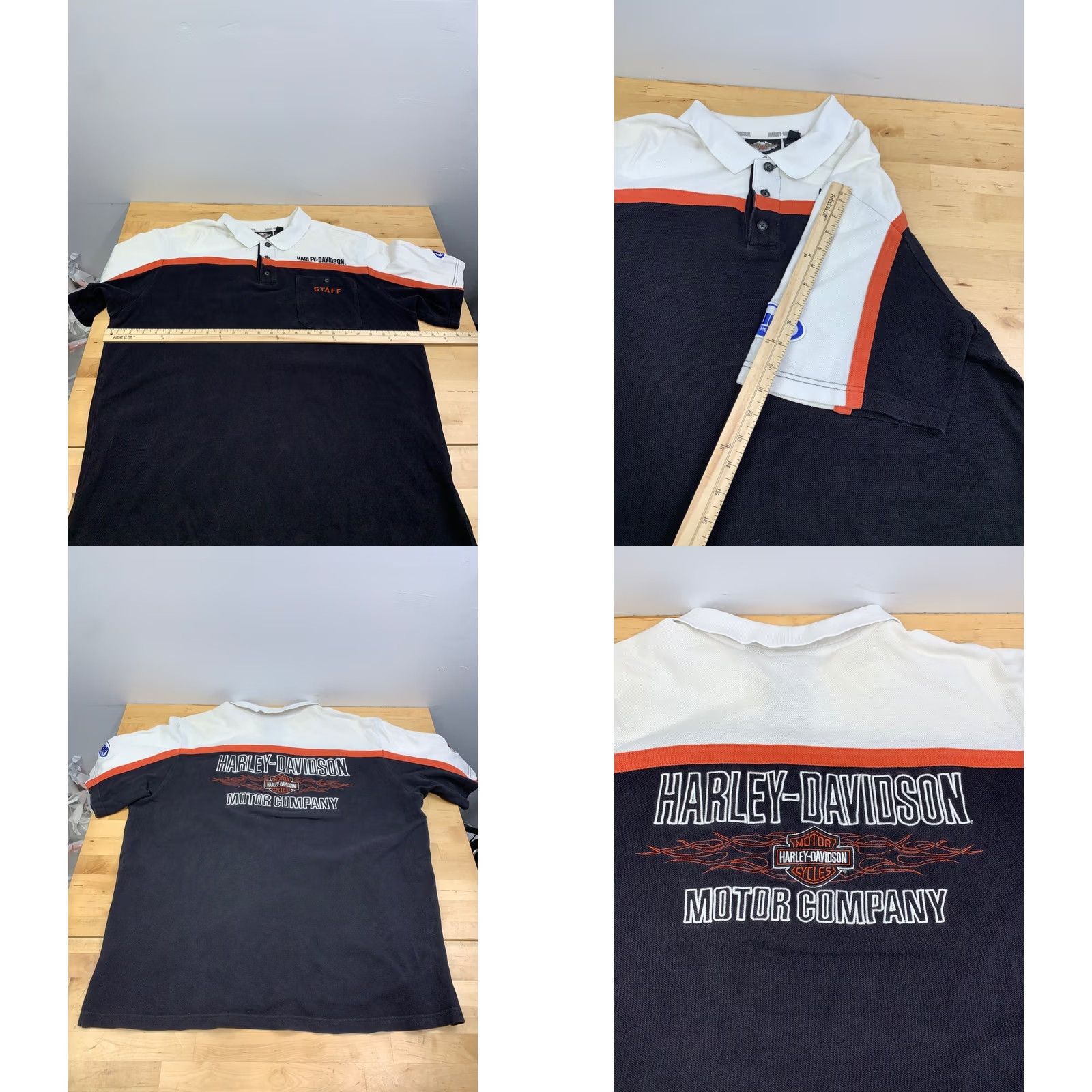 Harley Davidson Harley-Davidson Polo Shirt XL Men Biker Motorcycle Embroidered Flames Logo 13179 Size US XL / EU 56 / 4 - 8 Thumbnail
