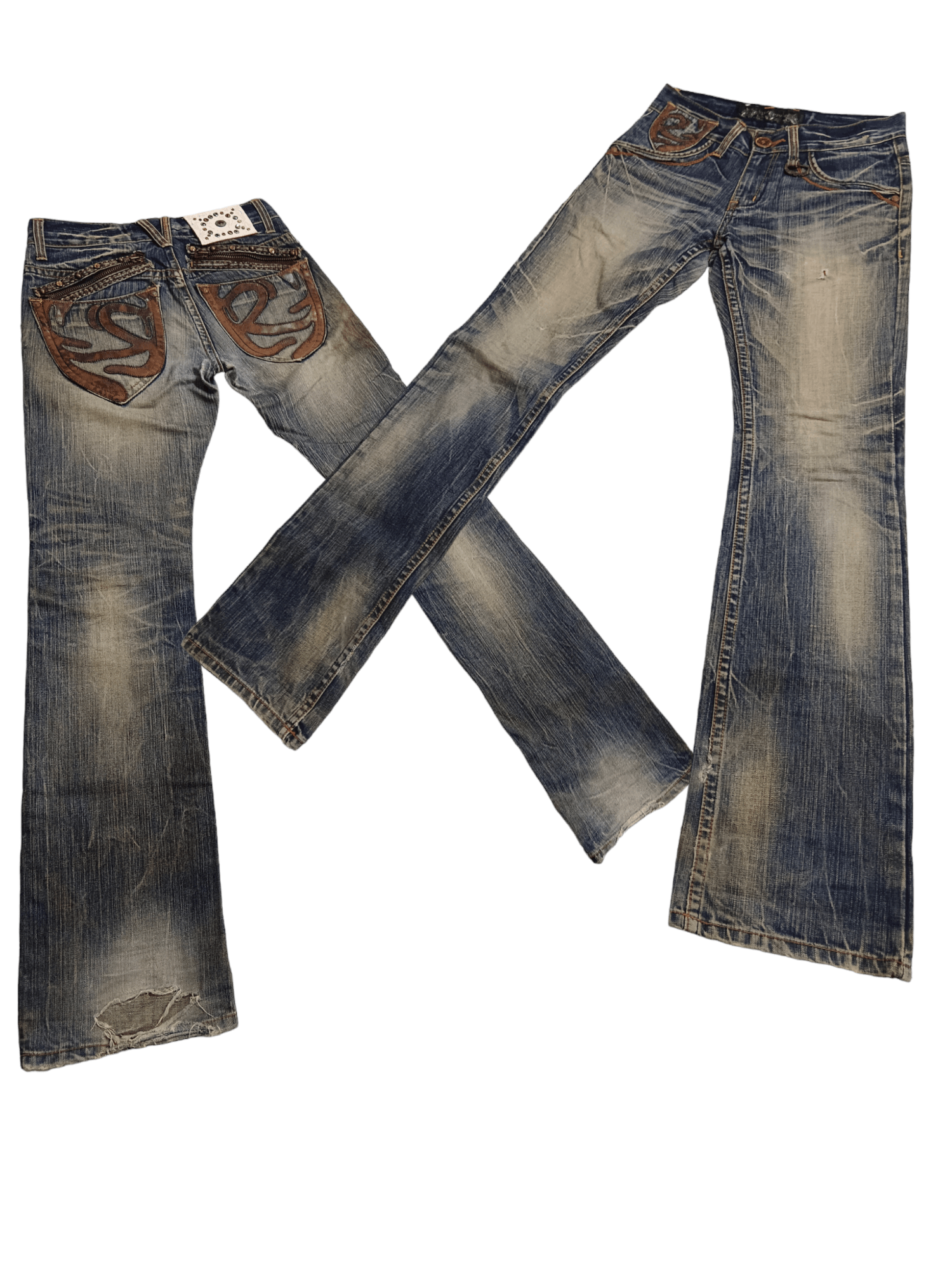 If Six Was Nine × Japanese Brand × Le Grande Bleu (L.G.B.) Redpepper Seditionaries Rusty Distressed Flare Jeans Size US 28 / EU 44 - 2 Thumbnail