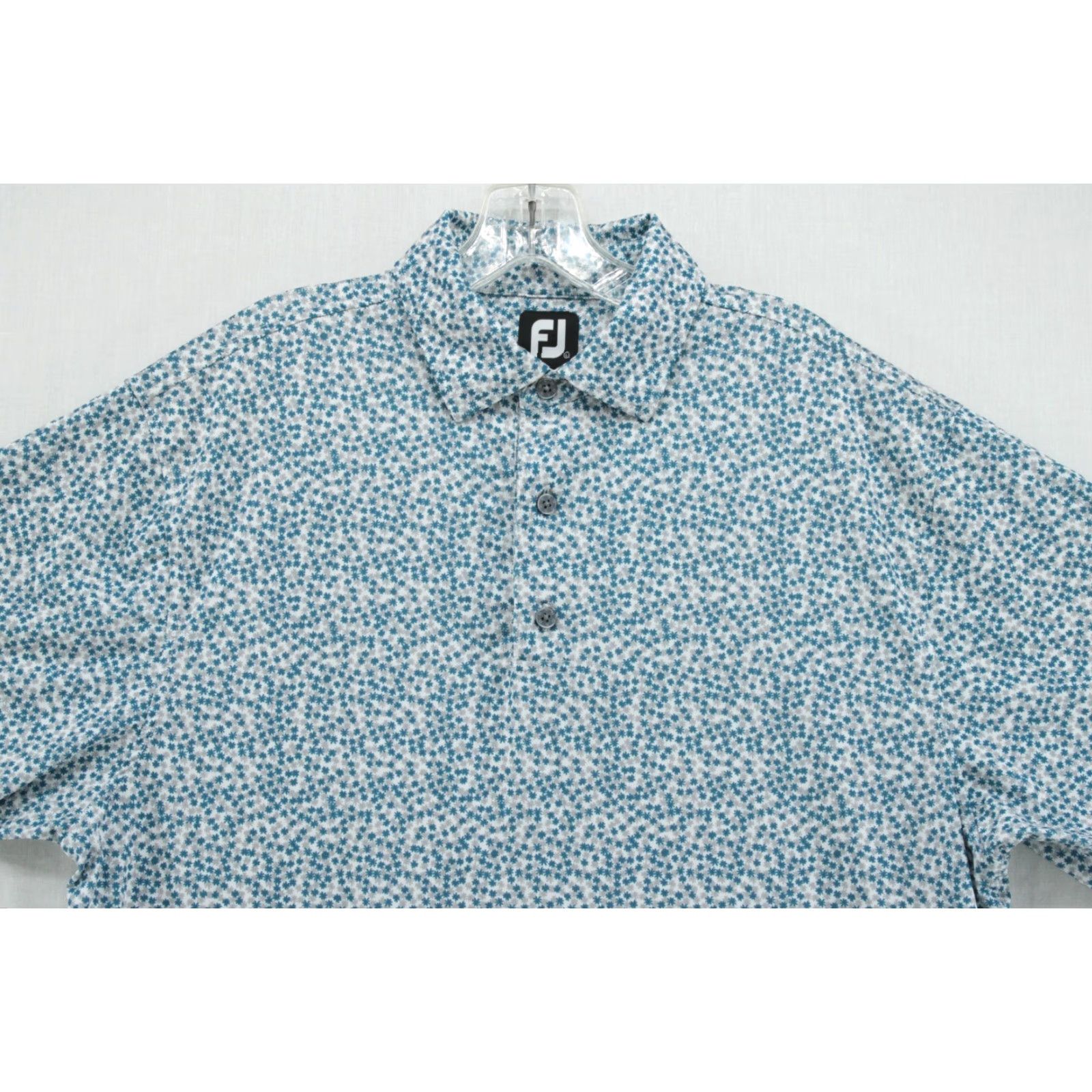 Footjoy Footjoy FJ Golf Shirt Men's Large Blue Geometric Short Sleeve Performance Polo Size US L / EU 52-54 / 3 - 7 Thumbnail