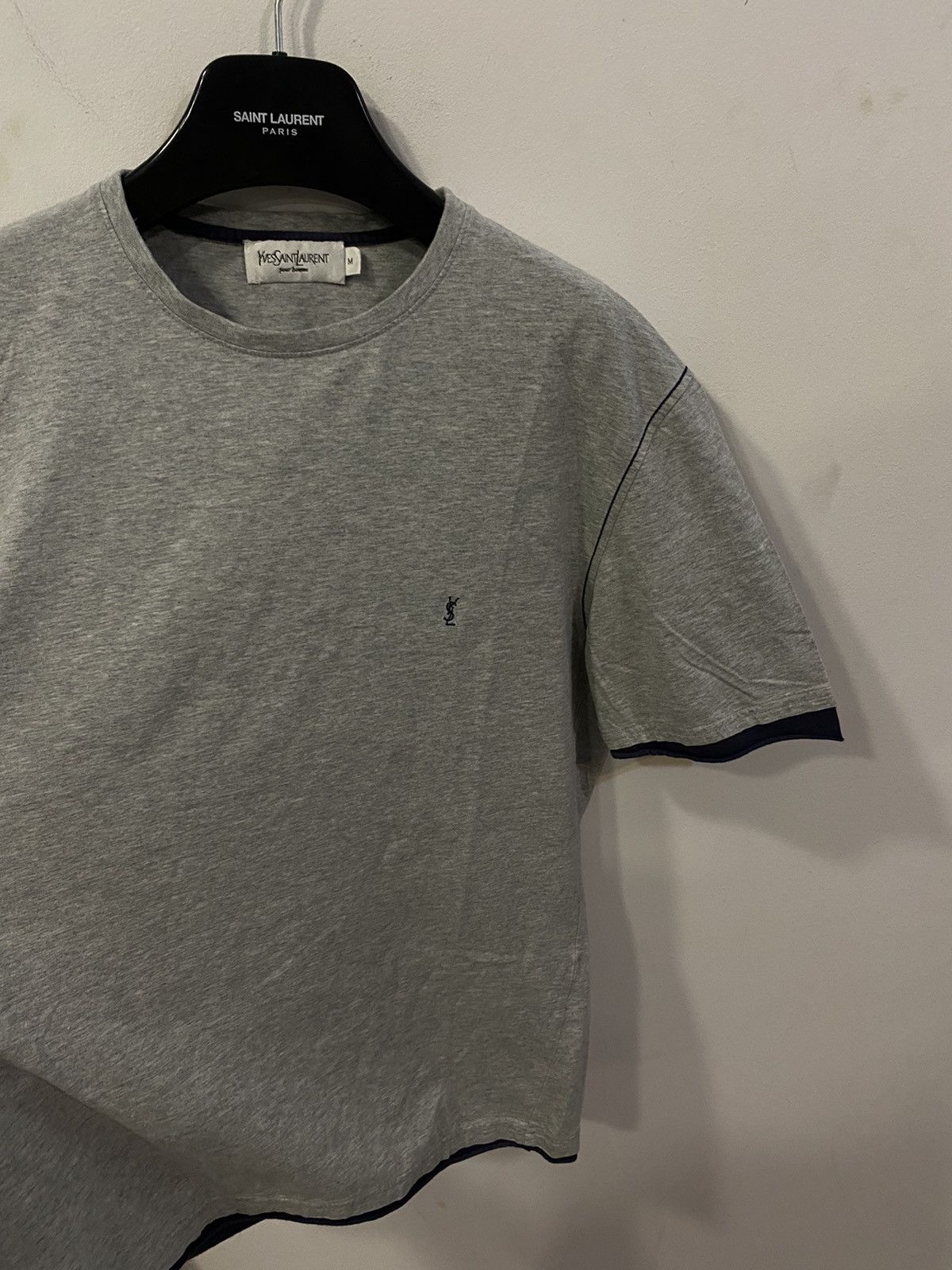 Yves Saint Laurent Grey YSL T-Shirt Double Layer Size US M / EU 48-50 / 2 - 6 Thumbnail