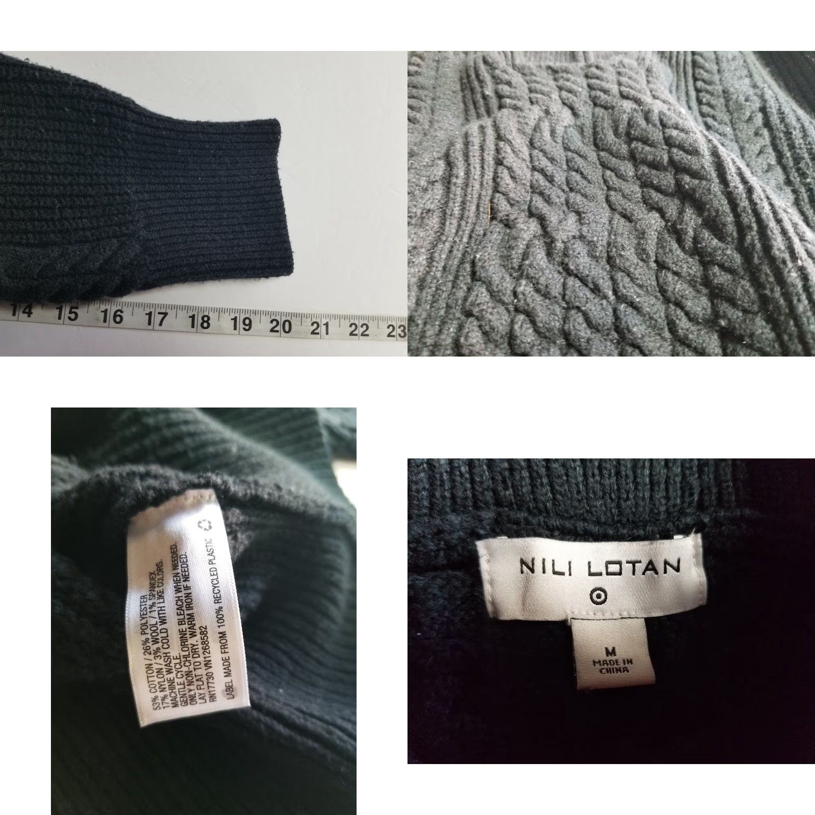 Nili Lotan Nili Lotan x Target Women’s Quarter Zip Cable Knit Pullover Sweater Black Size M Size M / US 6-8 / IT 42-44 - 8 Thumbnail