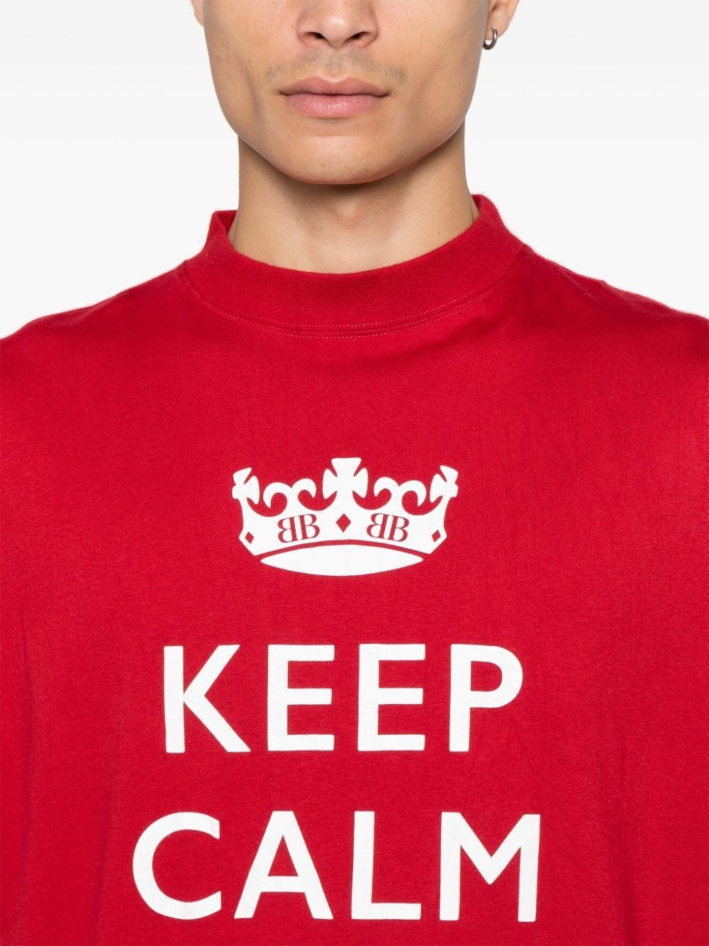 Balenciaga o1w1db11125 Dup / Keep Calm T-Shirt Oversized in Red Size US XL / EU 56 / 4 - 4 Thumbnail