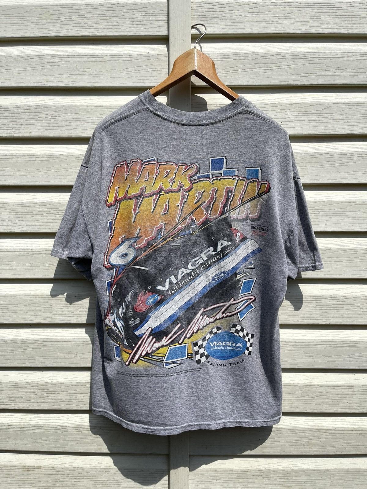NASCAR 90s Viagra NASCAR Ford Racing Mark Martin Vintage Tee Shirt Size US XL / EU 56 / 4 - 2 Thumbnail