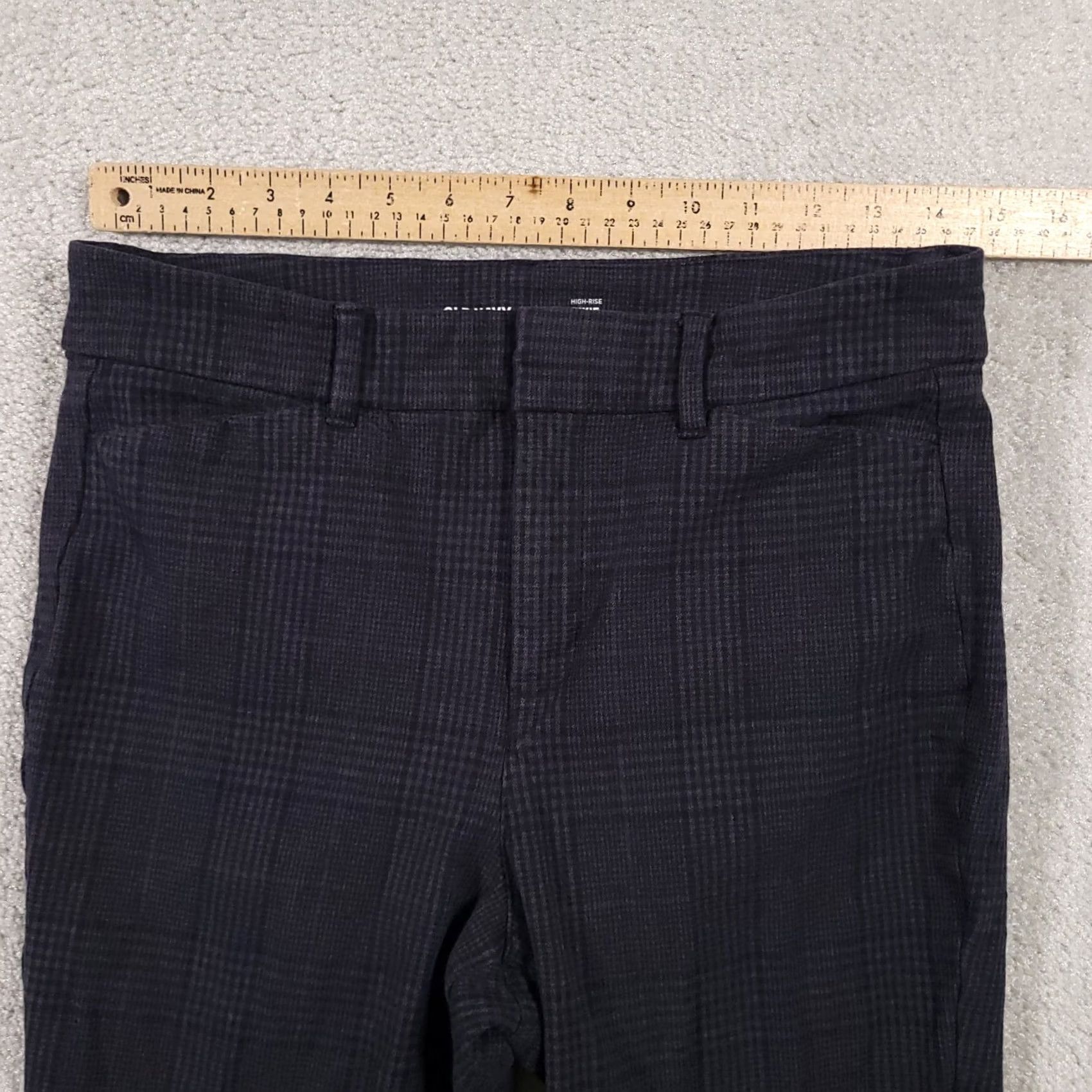 Old Navy VINTAGE Old Navy Pixie High-Rise Pants Secret-Slim Pockets Women's 8 Blue Plaid Knit Size 28" / US 6 / IT 42 - 5 Thumbnail