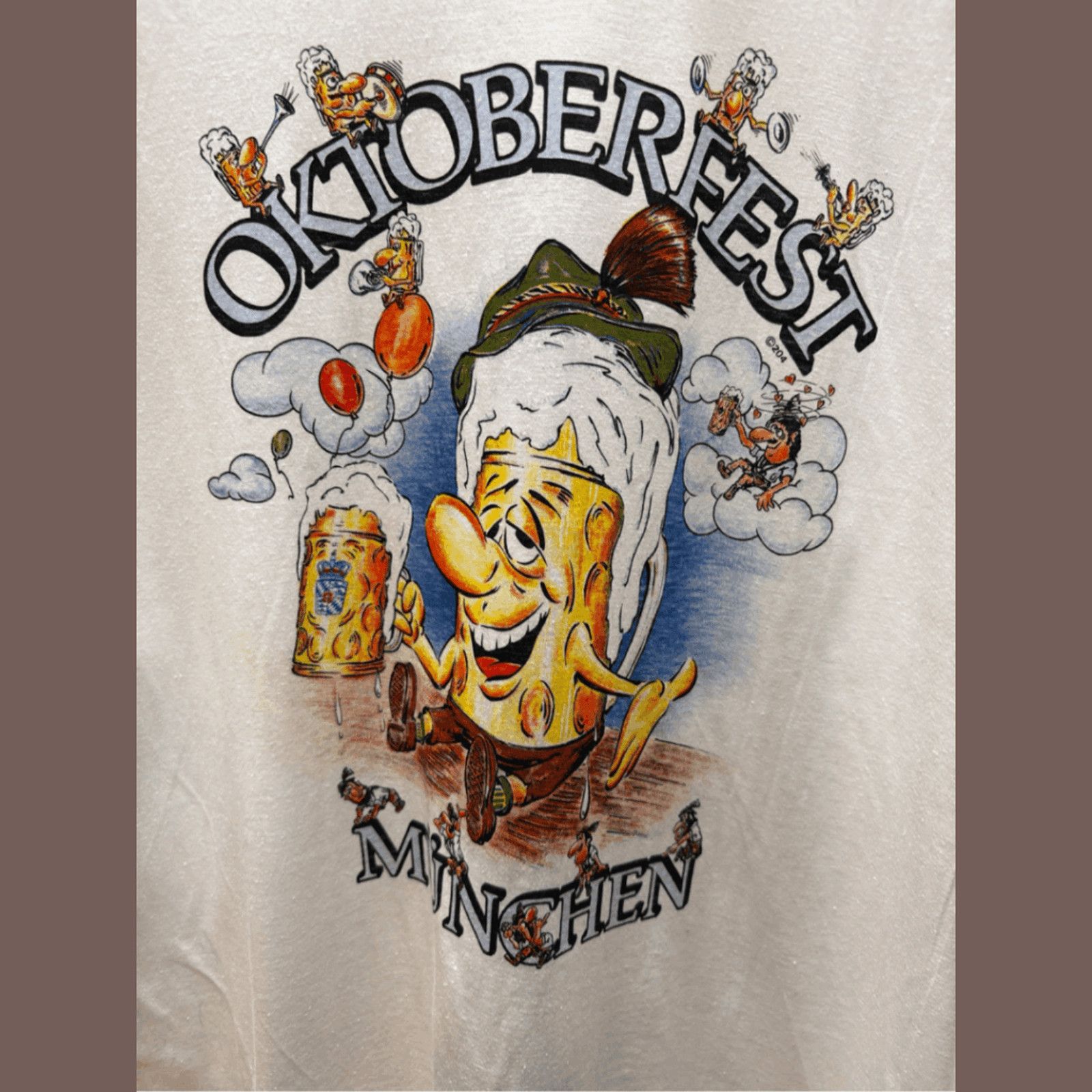 Vintage VTG 90s Tee | Oktoberfest Beer Graphic White | Single Stitch Size US XL / EU 56 / 4 - 4 Thumbnail