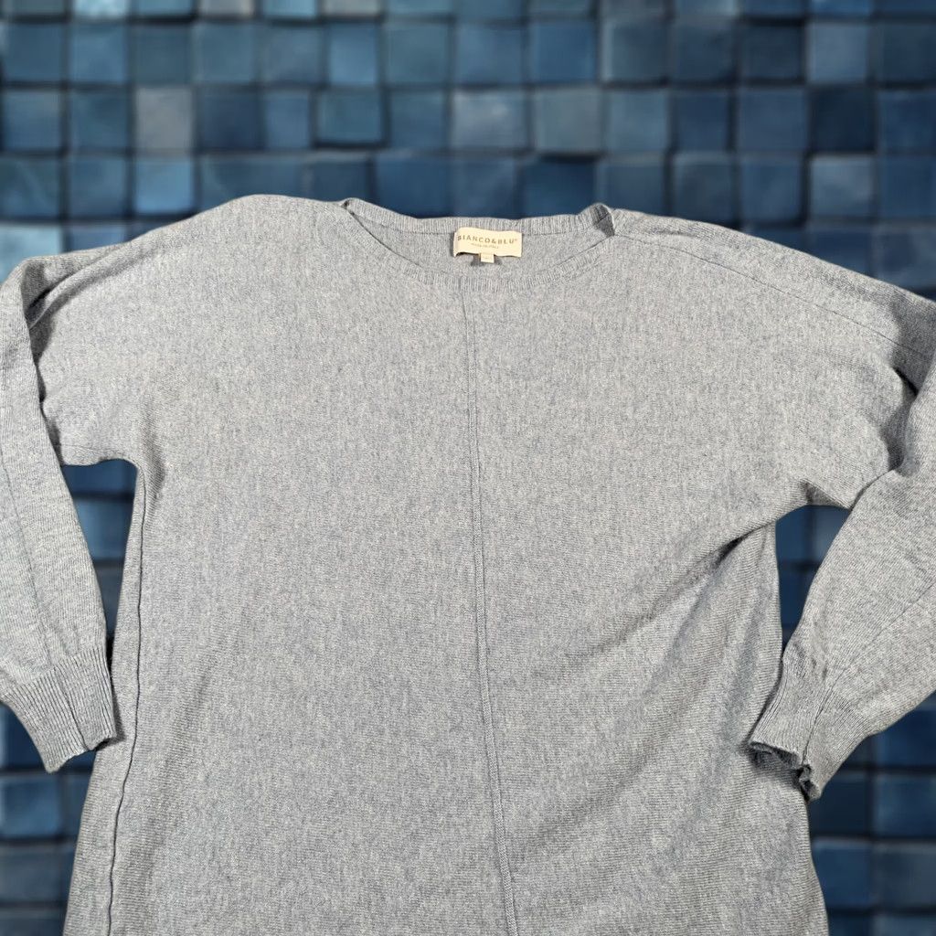Vintage BIANCO&BLU Sweater Crewneck Womens Large Blue Wool Cashmere Blend Made in Italy Size L / US 10 / IT 46 - 1 Thumbnail