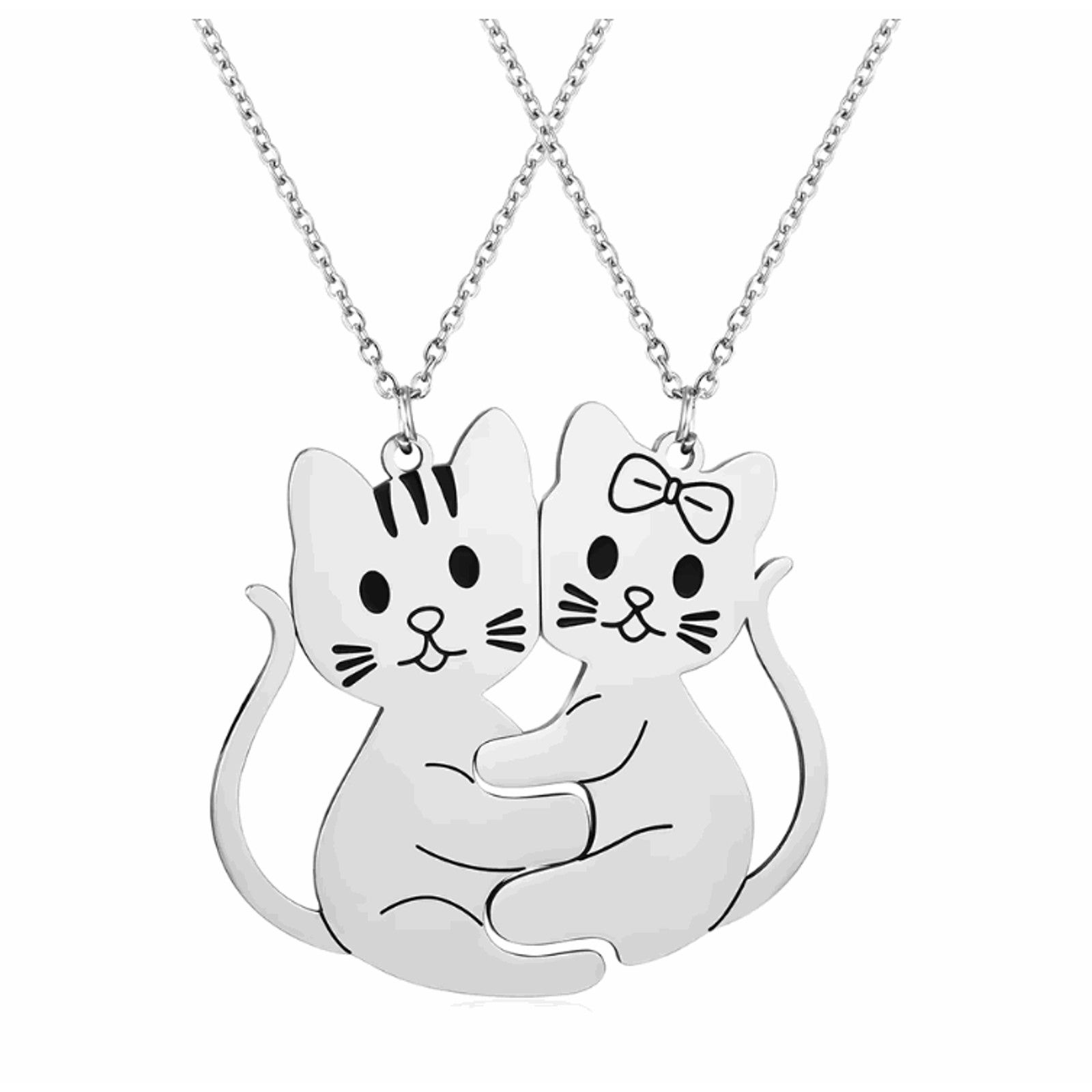 Other Matching Stainless Steel Cat Couple Necklaces | Set of 2 Size ONE SIZE - 1 Thumbnail