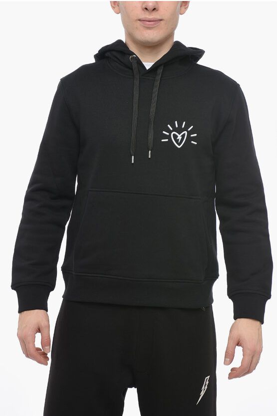 image of Neil Barrett Maxipocketed Valentine Day's Hoodie in Black, Men's (Size Medium)