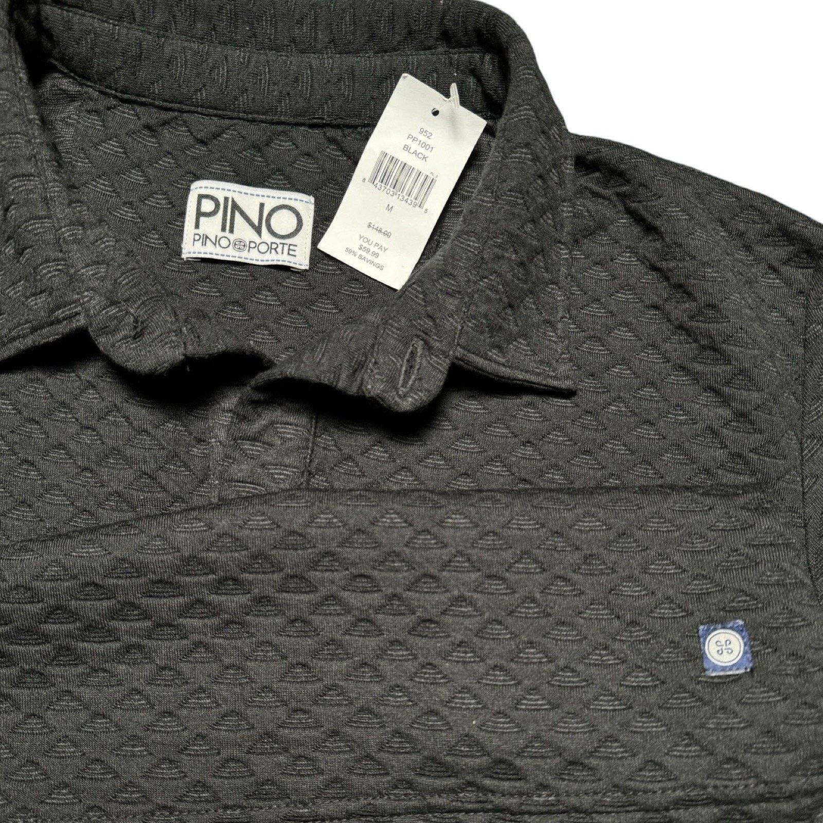 Other PINO BY PINOPORTE Textured Waffle-Knit Polo Black Men's M Size US M / EU 48-50 / 2 - 2 Thumbnail