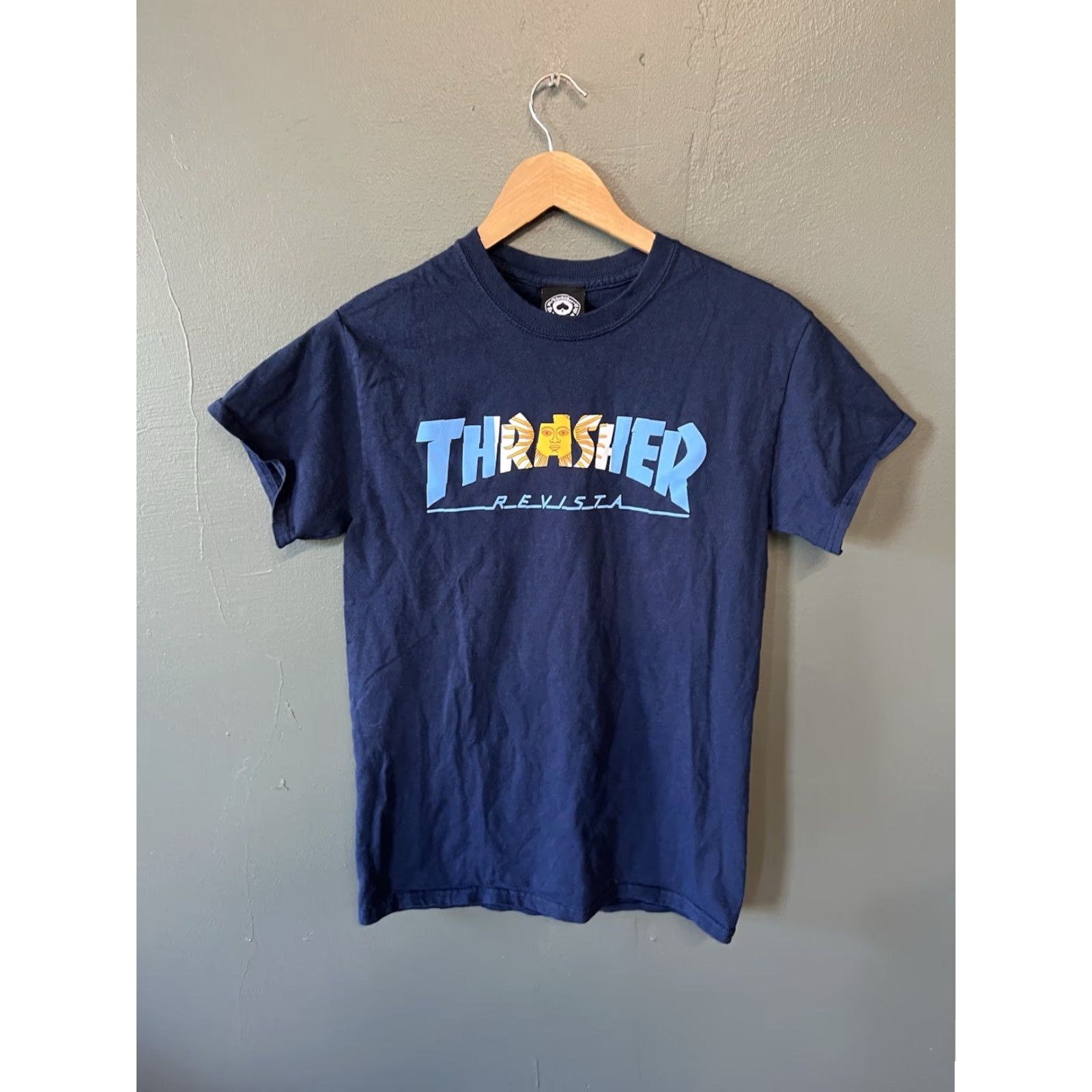 Thrasher Thrasher T-Shirt Mens Blue Graphic Spellout Size S Small Short Sleeve Men Size US S / EU 44-46 / 1 - 2 Thumbnail