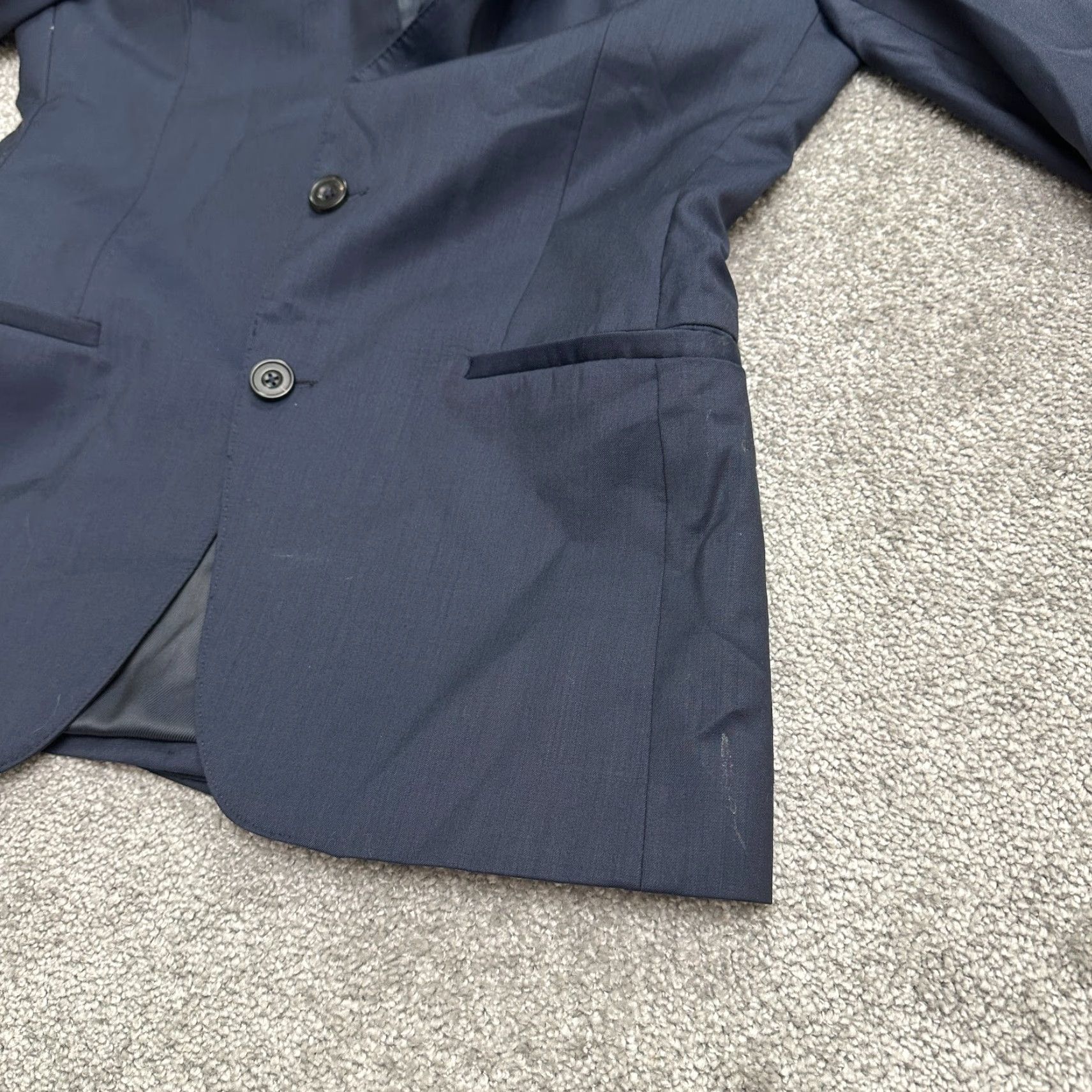 Zara Zara Man Blazer Jacket Mens 38 Navy Blue Wool Cashmere Single Breasted Suit Work Size 38R - 4 Thumbnail