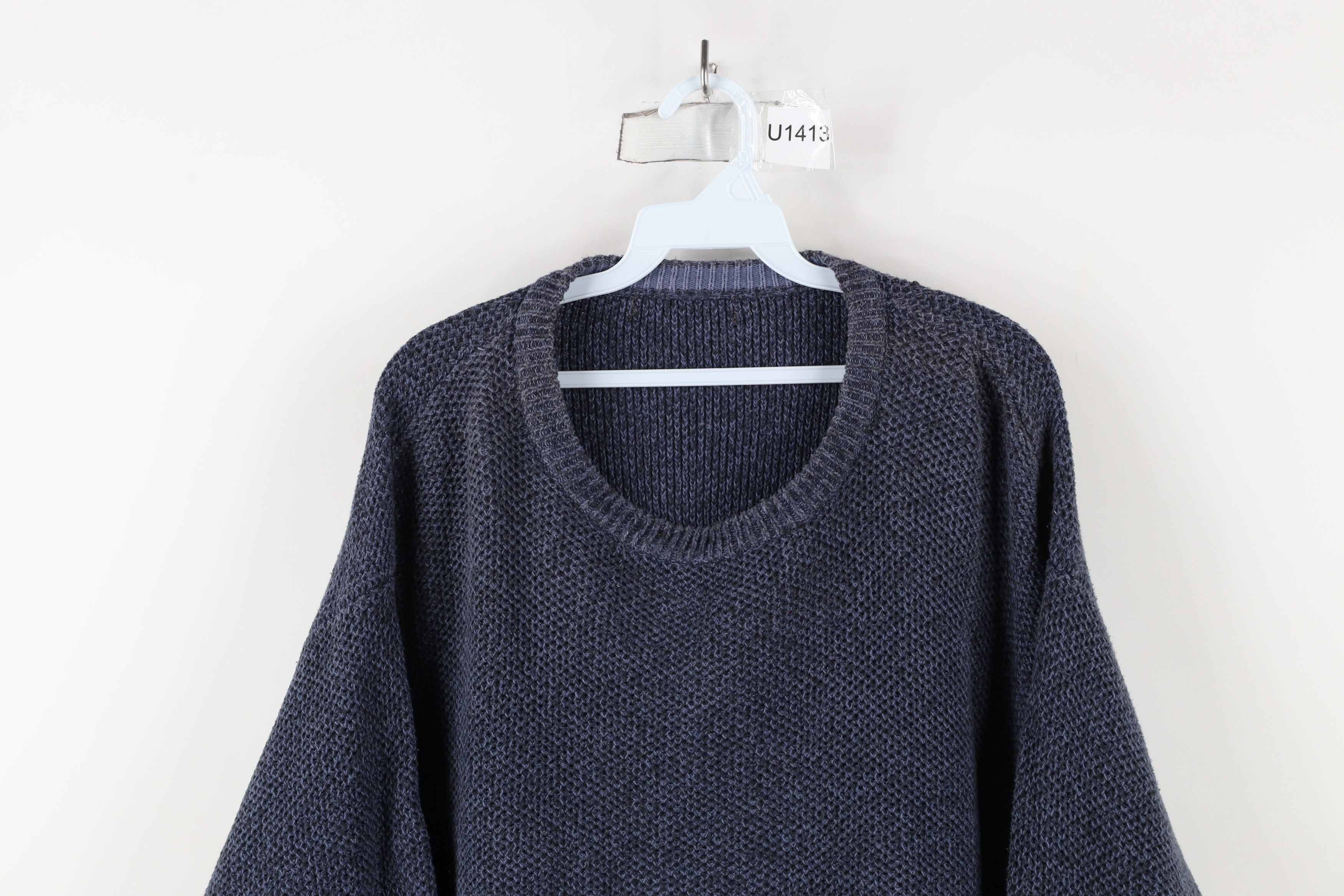 Vintage Vintage 90s Streetwear Thermal Waffle Knit Sweater Blue Size US XXL / EU 58 / 5 - 2 Thumbnail
