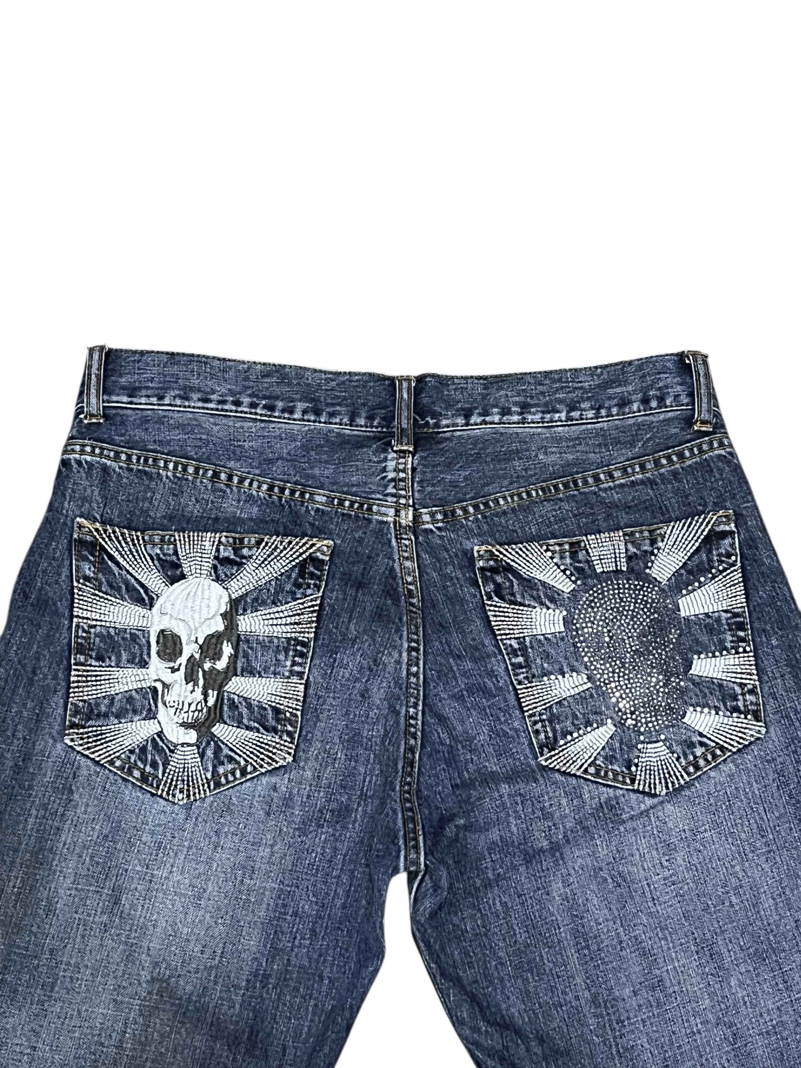 Seditionaries Skull Embroidery Rhinestone Sunburst Punk Denim Shorts Size US 30 / EU 46 - 1 Thumbnail