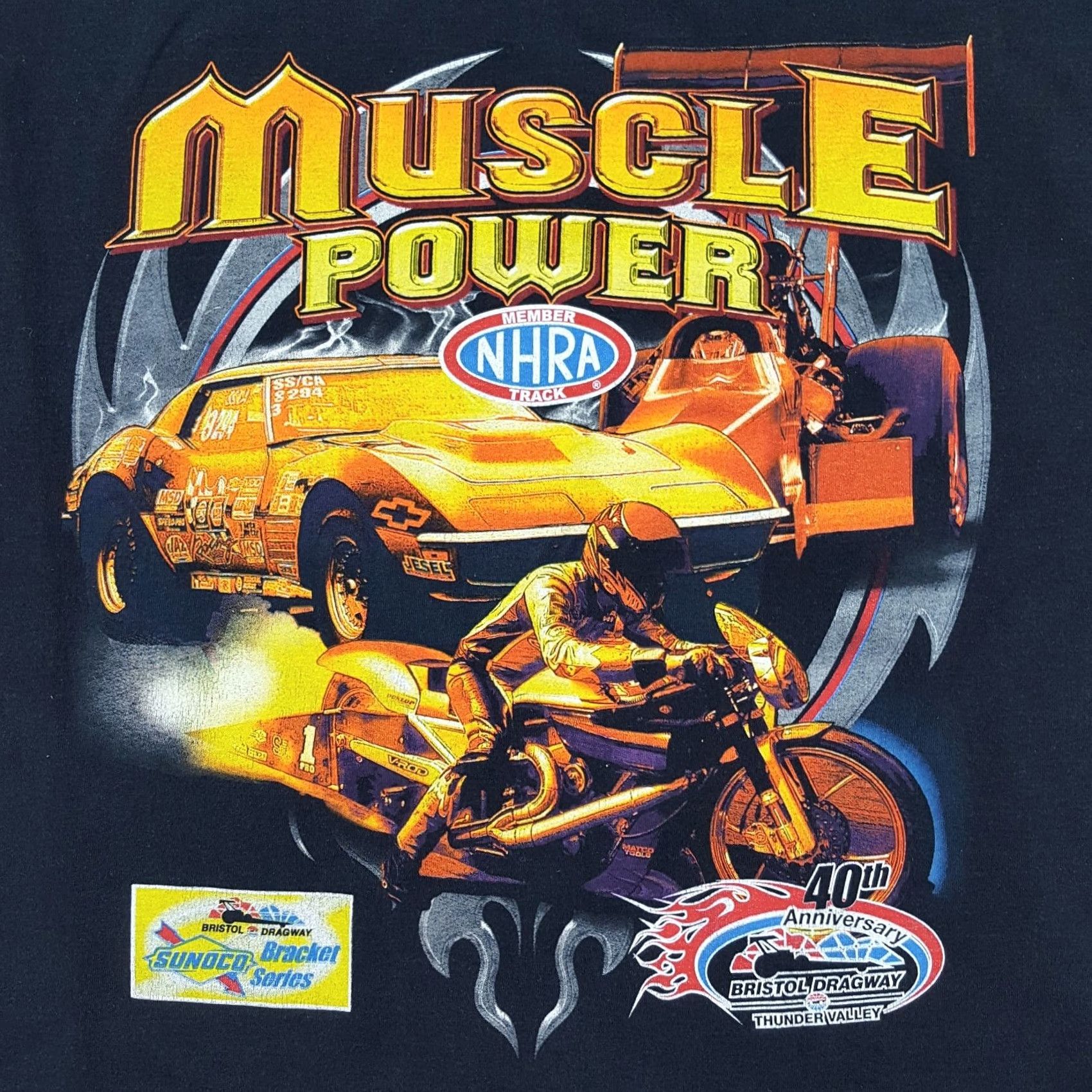Fruit Of The Loom VINTAGE NHRA Auto T Shirt Muscle Power Car Motorcycle Men's 3XL Black Retro Graphic Print T-Shirt Size US XXL / EU 58 / 5 - 4 Thumbnail