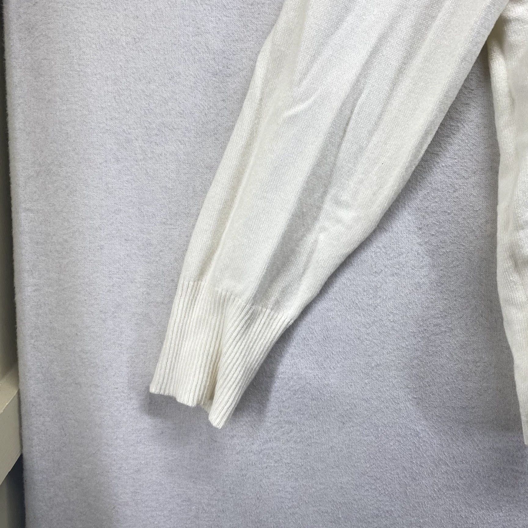 Vintage Allison Daley Women's Long Sleeve Cable Knit Top Petite White Lightweight Casual Party Pullover Size L / US 10 / IT 46 - 6 Thumbnail