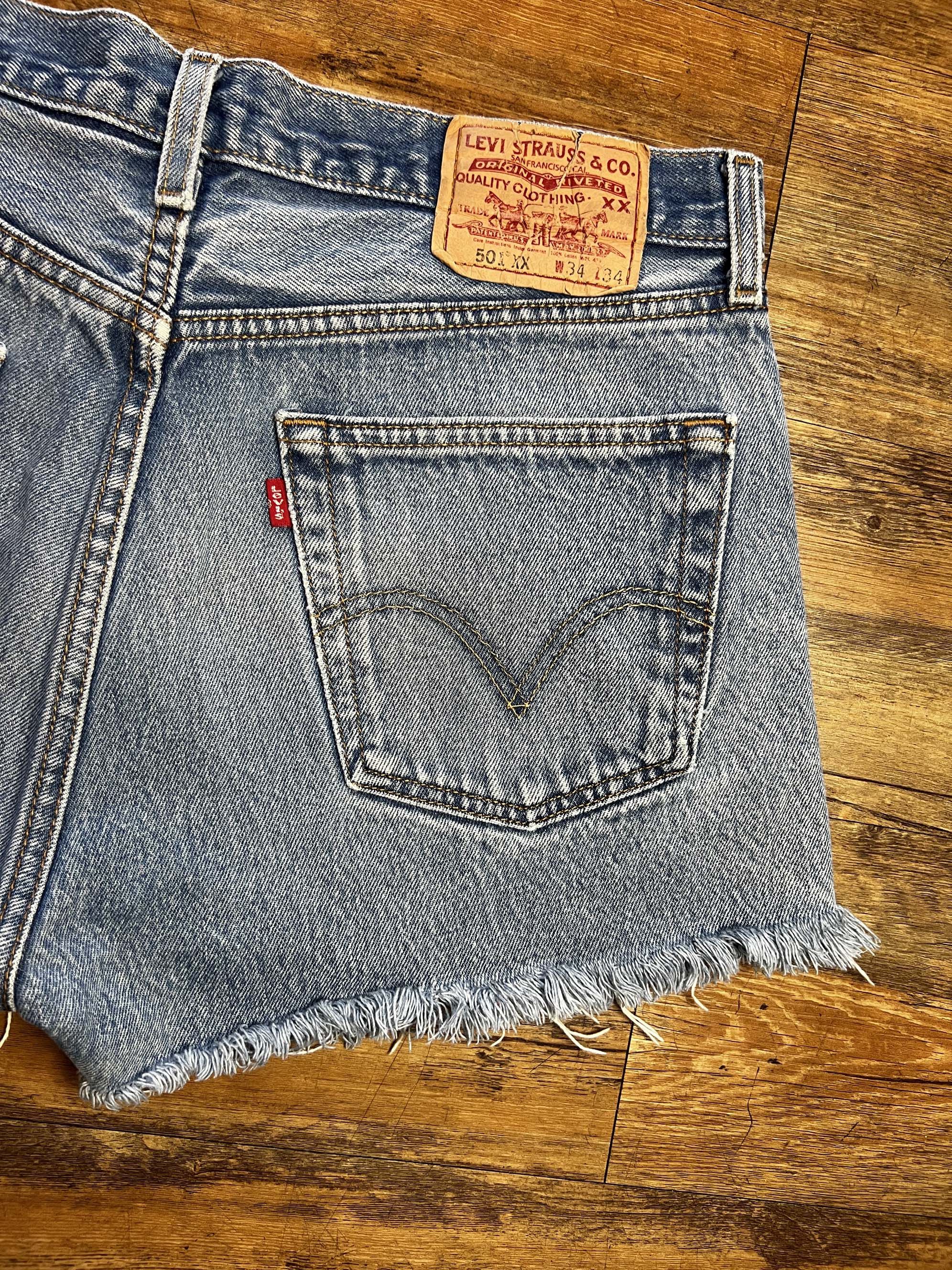 Levi's Vintage Clothing Vintage 1990's Levi's 501 Cut Off Blue Jean Short Shorts Size 33" - 10 Thumbnail