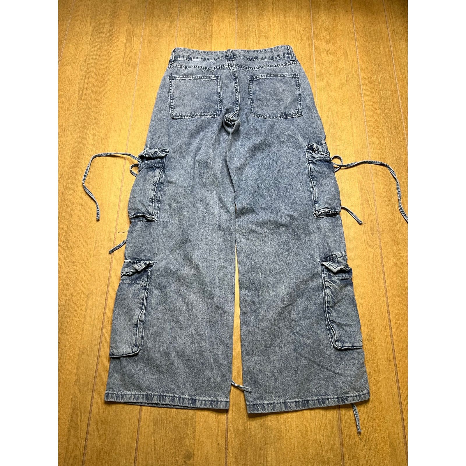 Vintage Simple Society Womens Cargo Jeans Wide Leg Y2K Baggy 5/27 Size 27" / US 4 / IT 40 - 2 Thumbnail